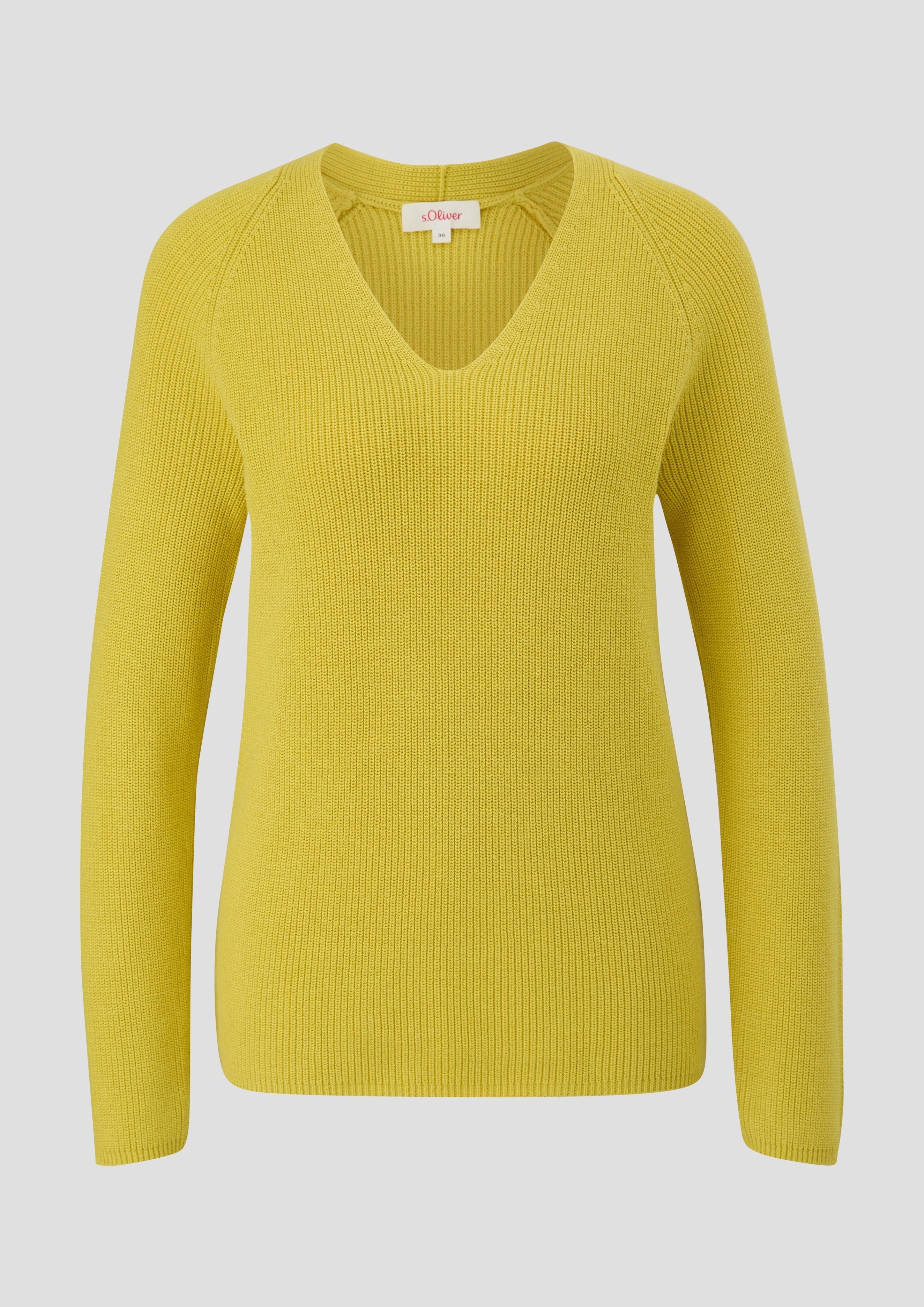 s.Oliver - Strickpullover mit Rippelementen, Damen, grün