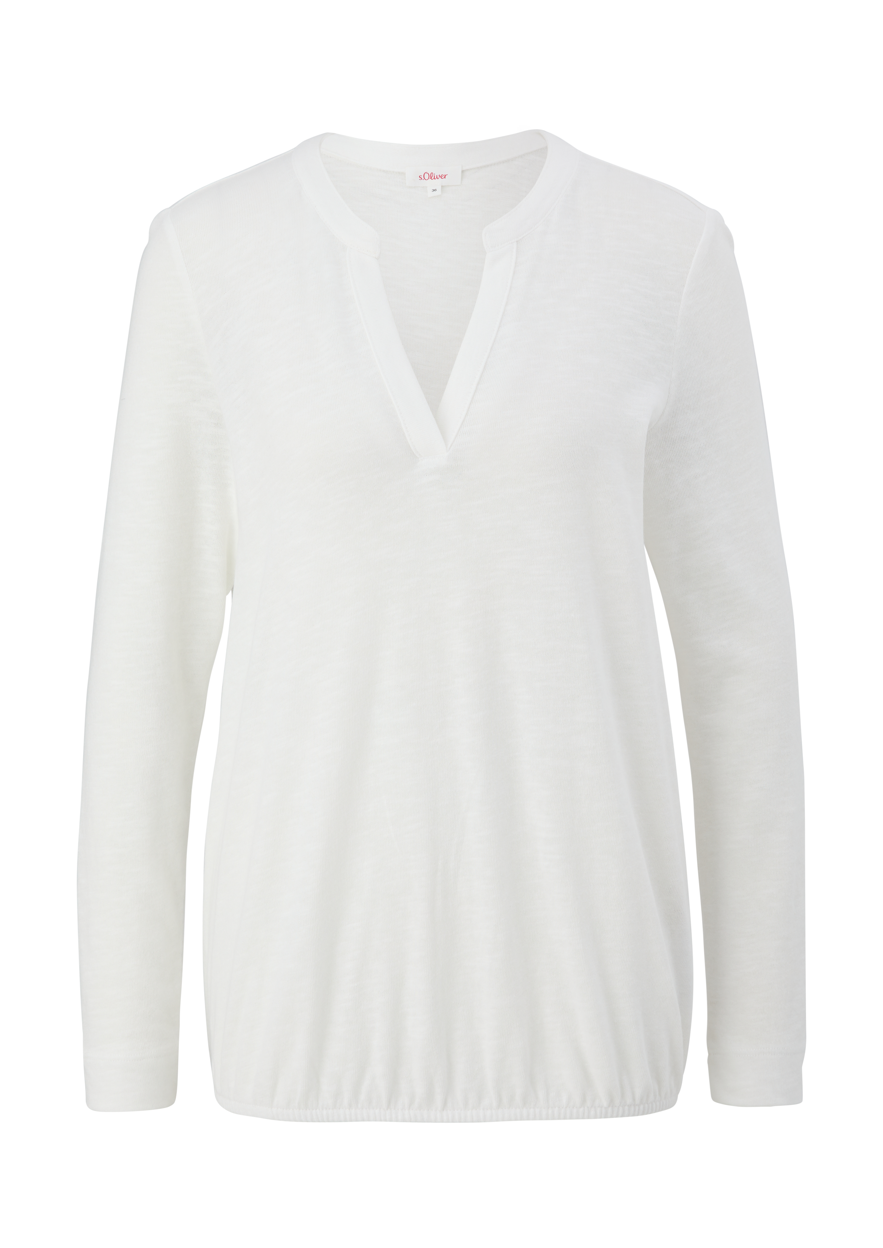 s.Oliver - Longsleeve mit Flammgarnstruktur, Damen, creme