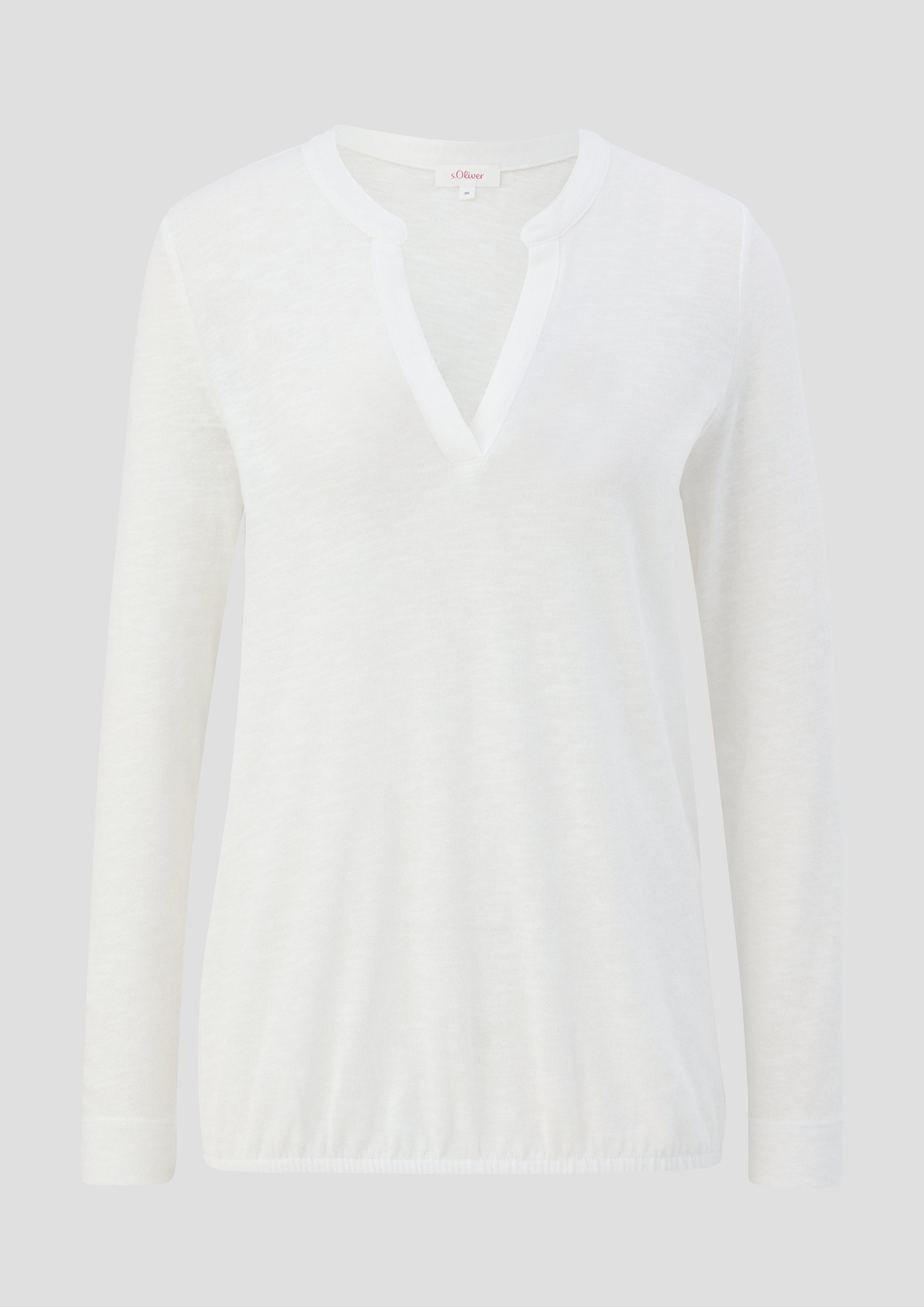 s.Oliver - Longsleeve mit Flammgarnstruktur, Damen, creme