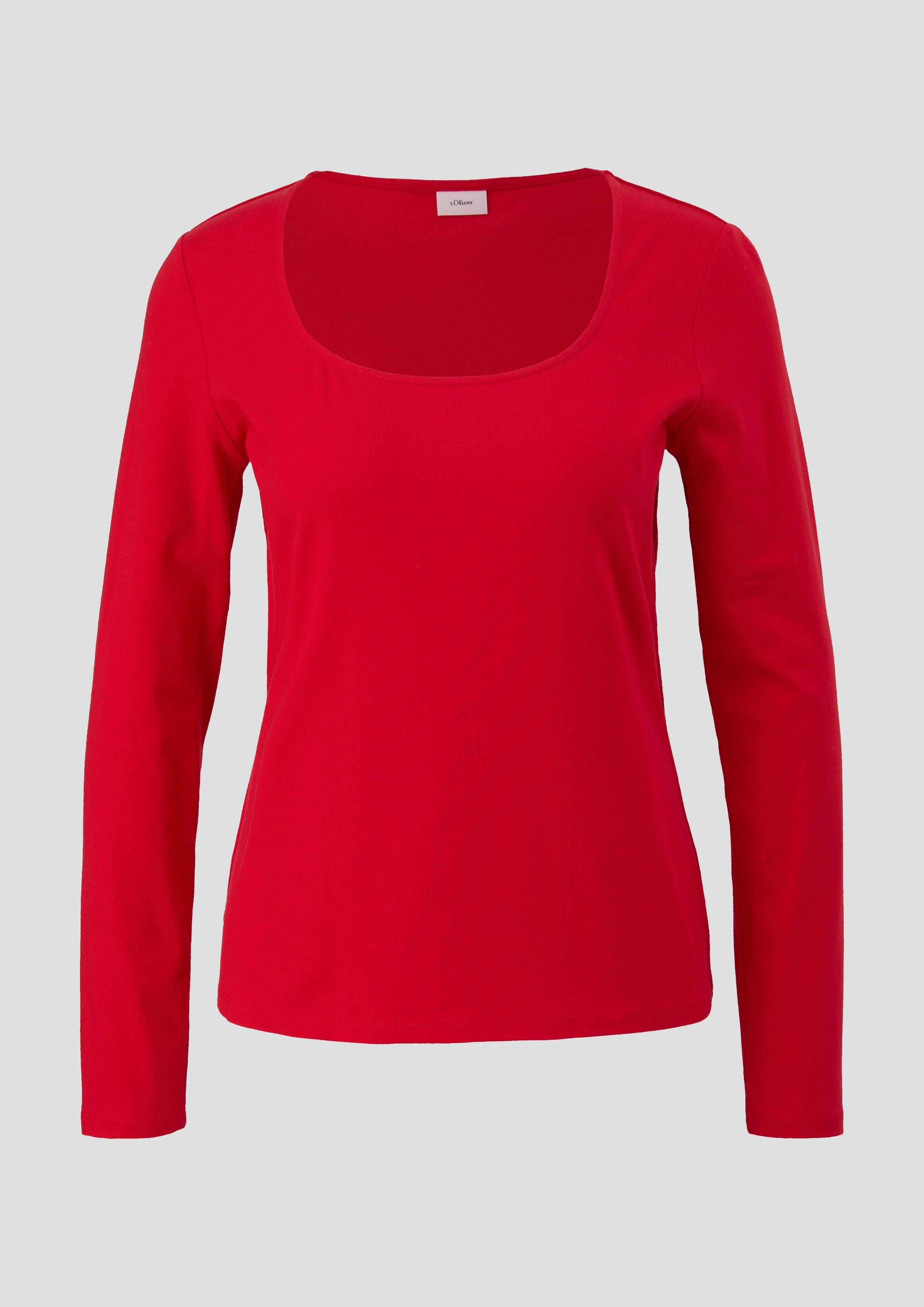 s.Oliver - Longsleeve aus Baumwoll-Modal-Mix, Damen, rot