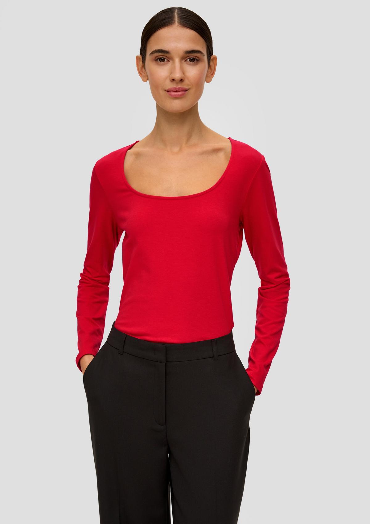 s.Oliver Long sleeve top in blended cotton and modal