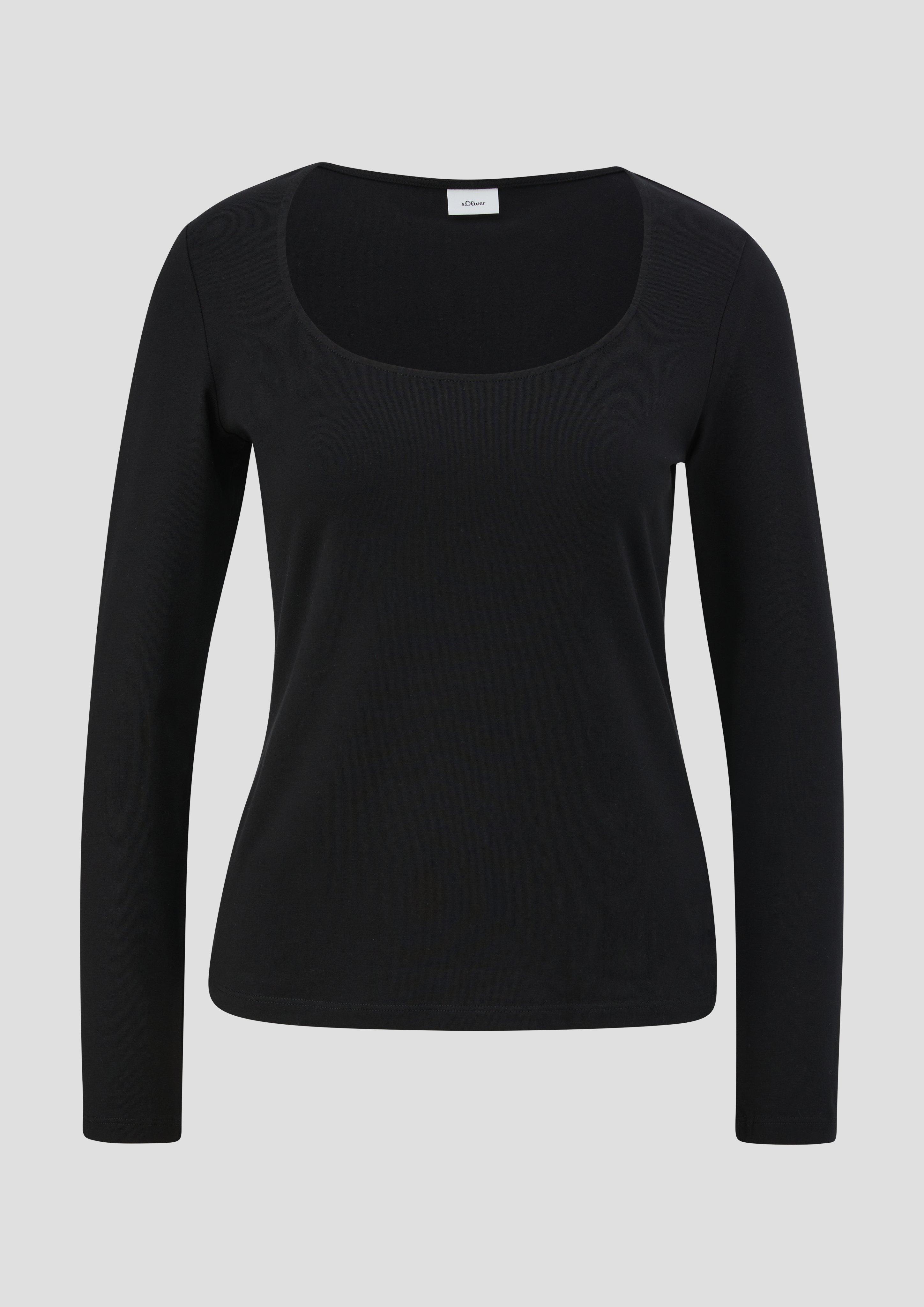 s.Oliver - Longsleeve aus Baumwoll-Modal-Mix, Damen, schwarz