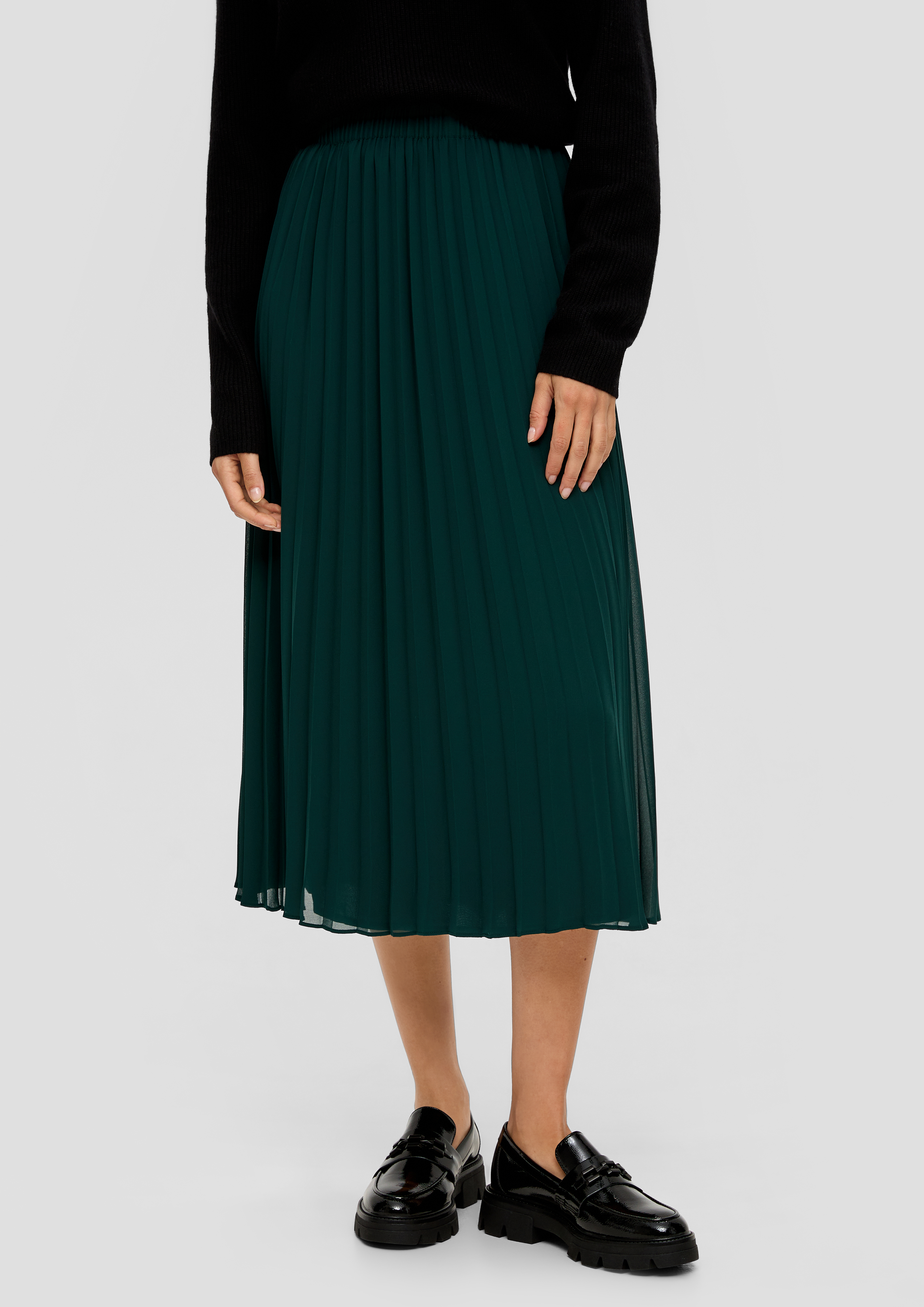 Green plisse a line midi skirt sale