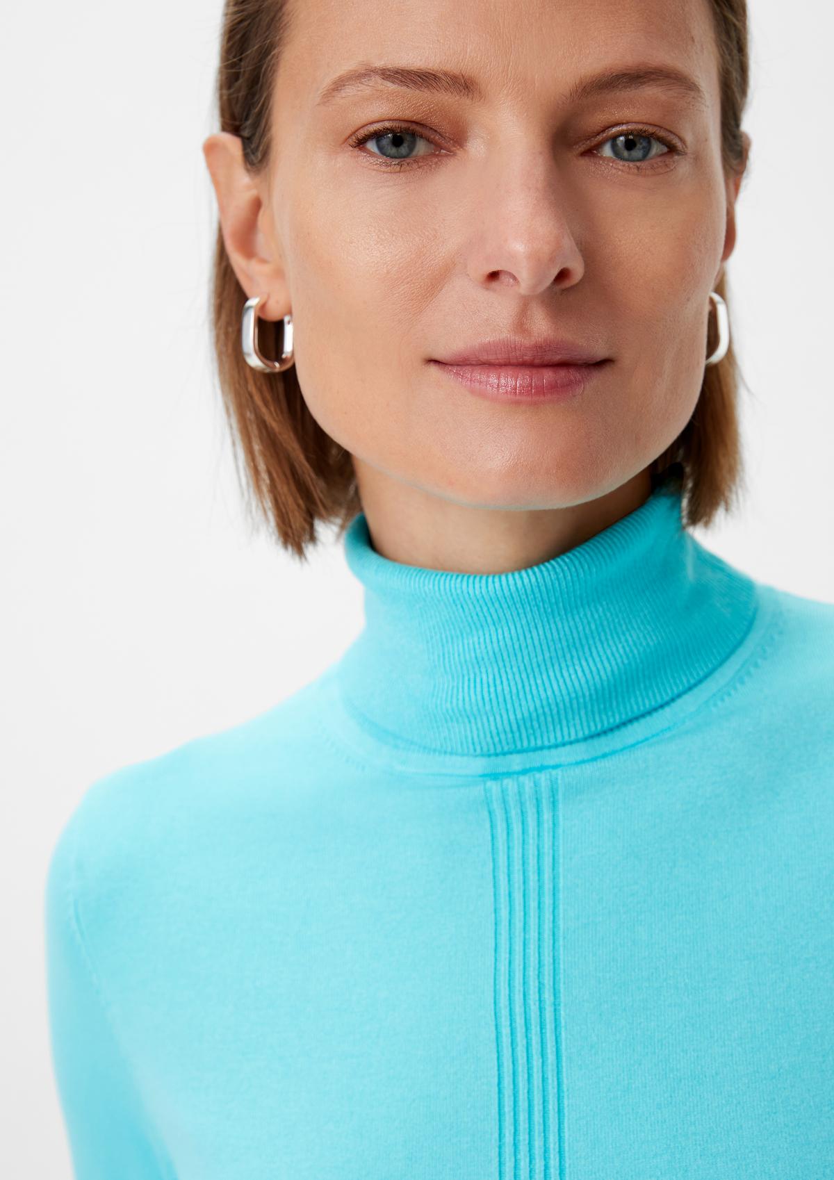 Knitted jumper with a polo neck - pale turquoise | Comma