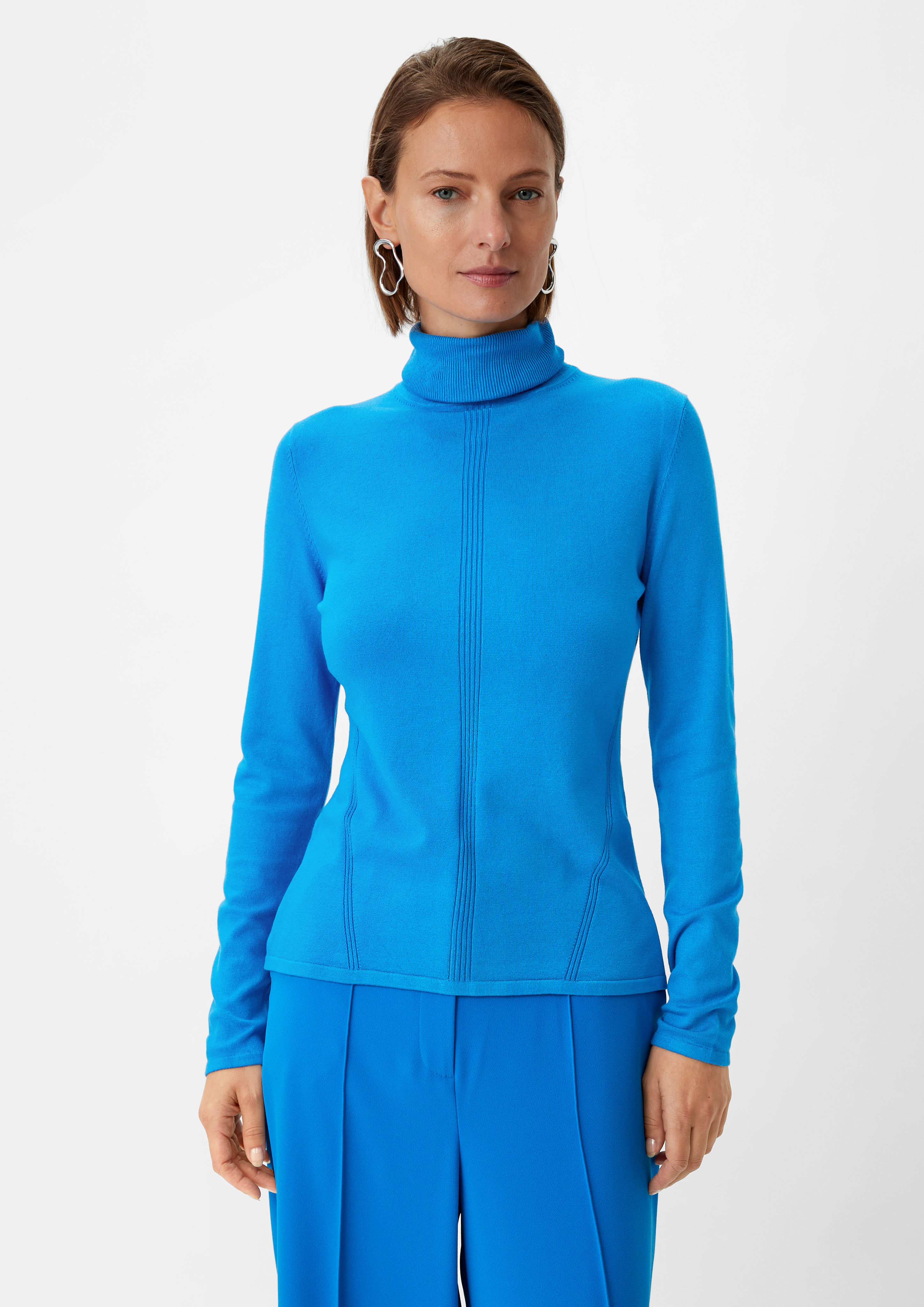 Strickpullover mit Rippdetail - royalblau | Comma