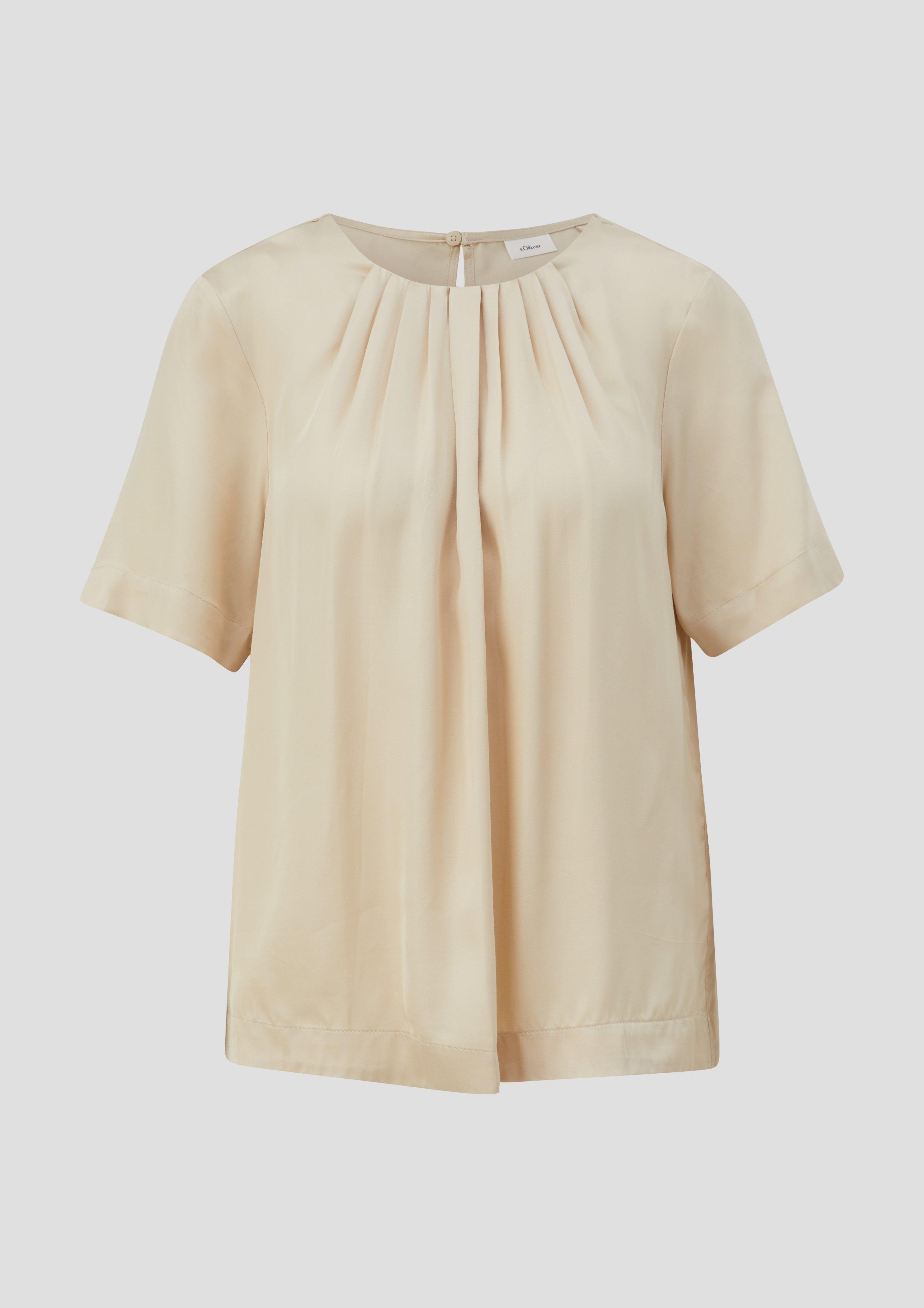 s.Oliver - Bluse mit Rundhalsausschnitt, Damen, Beige