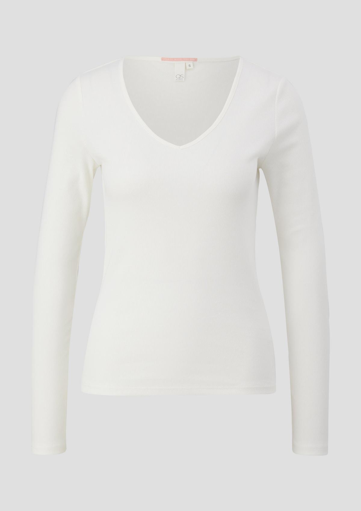 s.Oliver Ribbed long sleeve top in stretch cotton