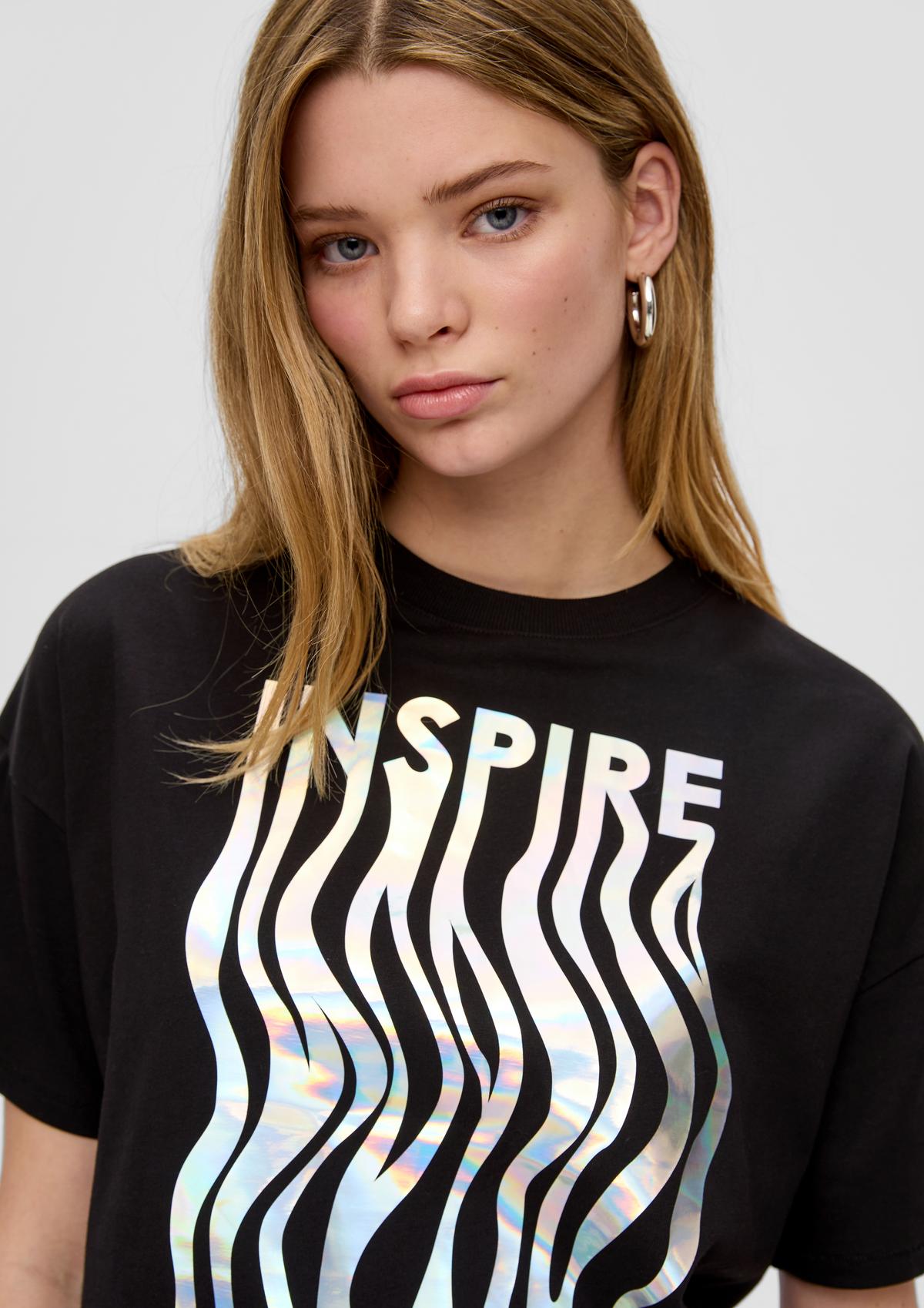 s.Oliver Cotton top with a holographic print