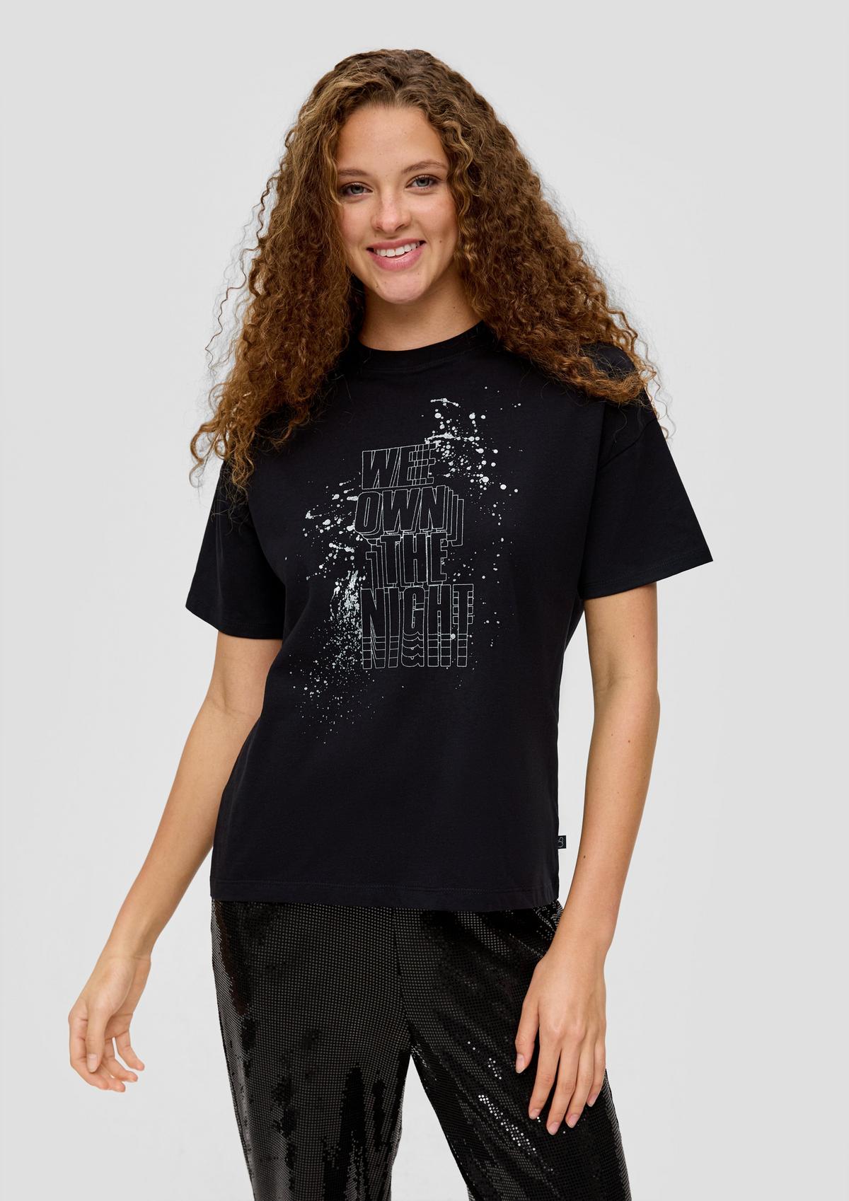 s.Oliver Cotton T-shirt with a glitter print