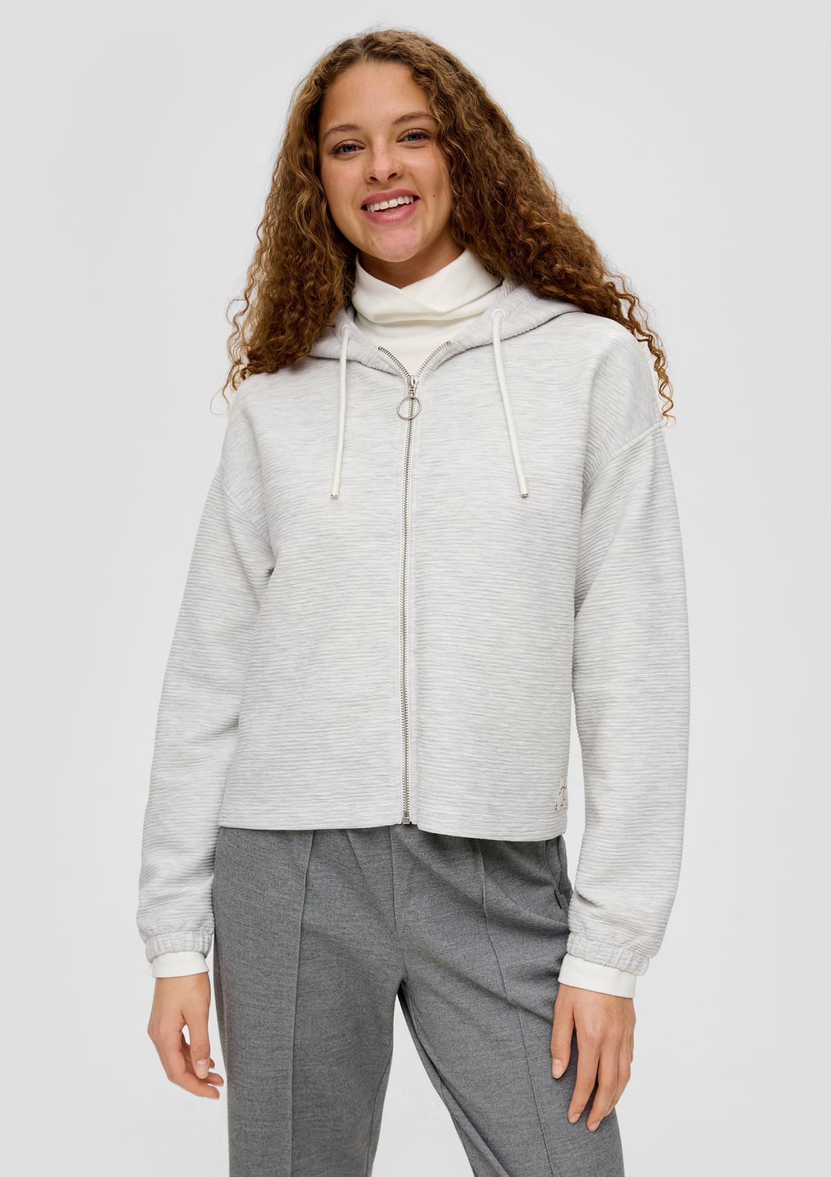 Sweatshirt jacket with a ribbed texture