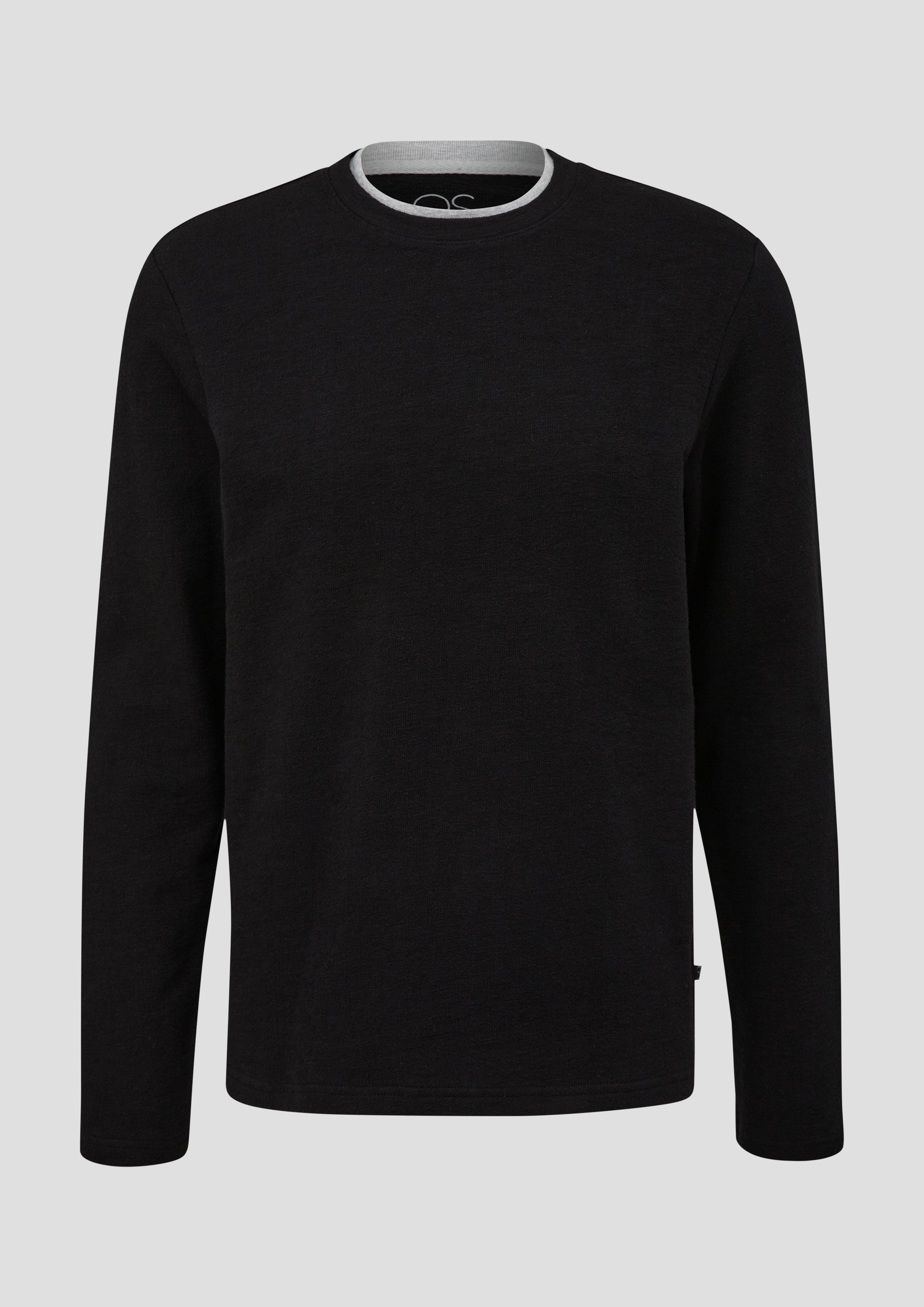 QS - Longsleeve mit Layering-Detail, Herren, schwarz