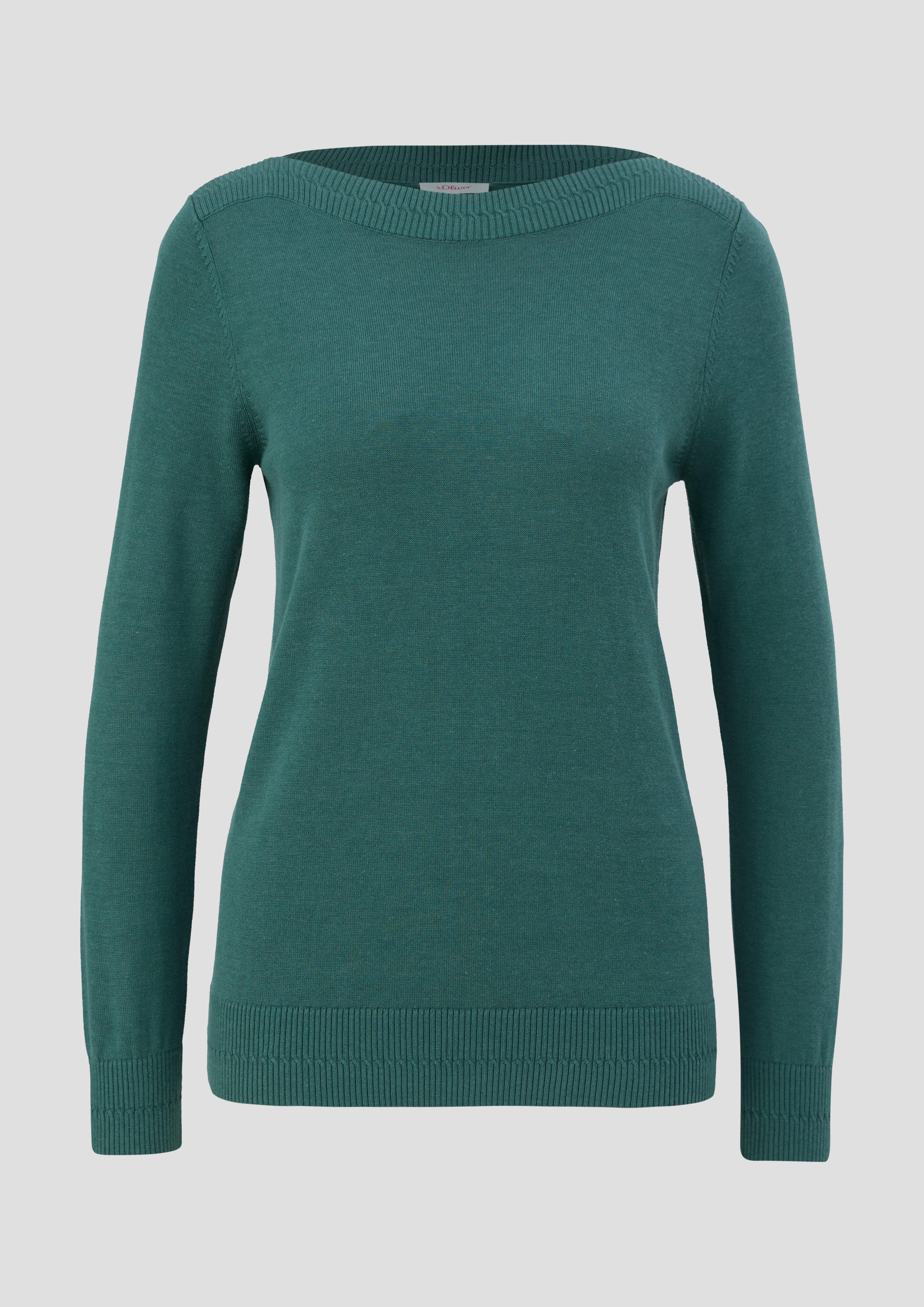 s.Oliver - Strickpullover mit Rippelementen, Damen, Blau