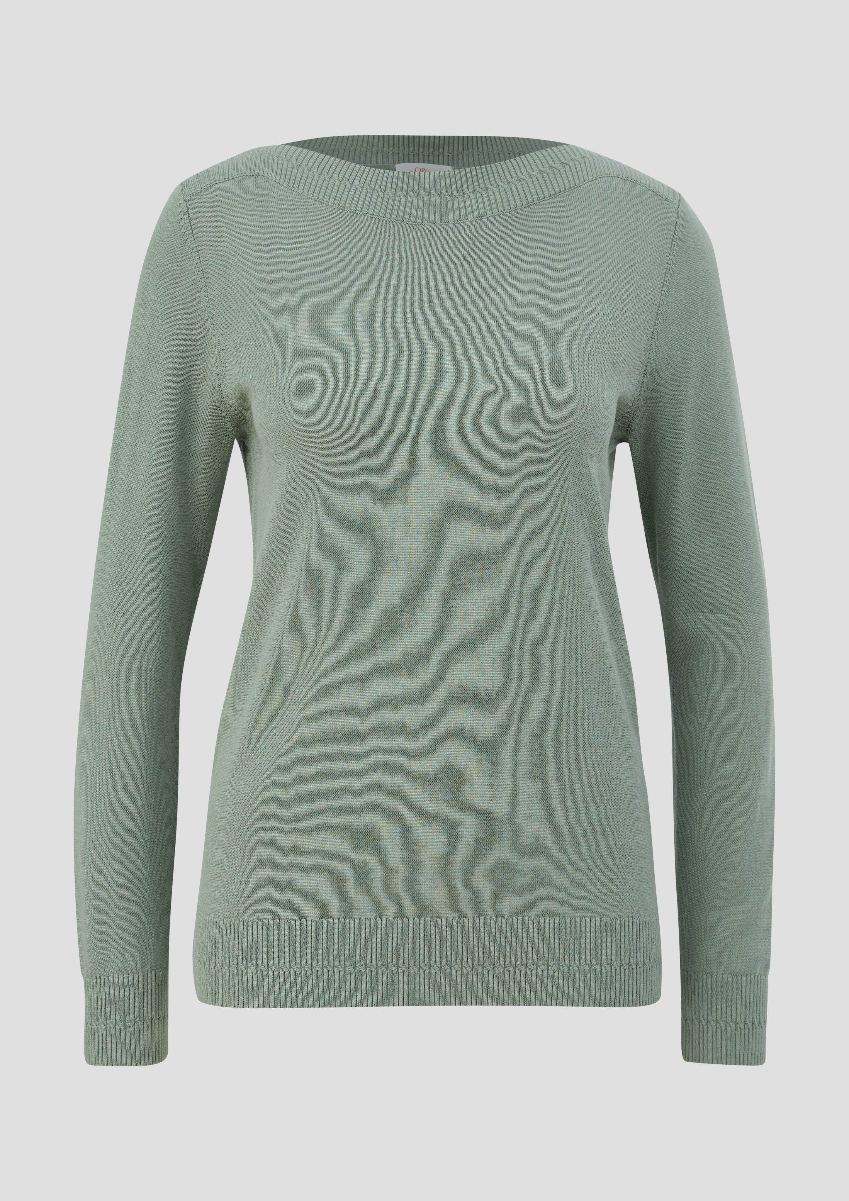 s.Oliver - Strickpullover mit Rippelementen, Damen, grün