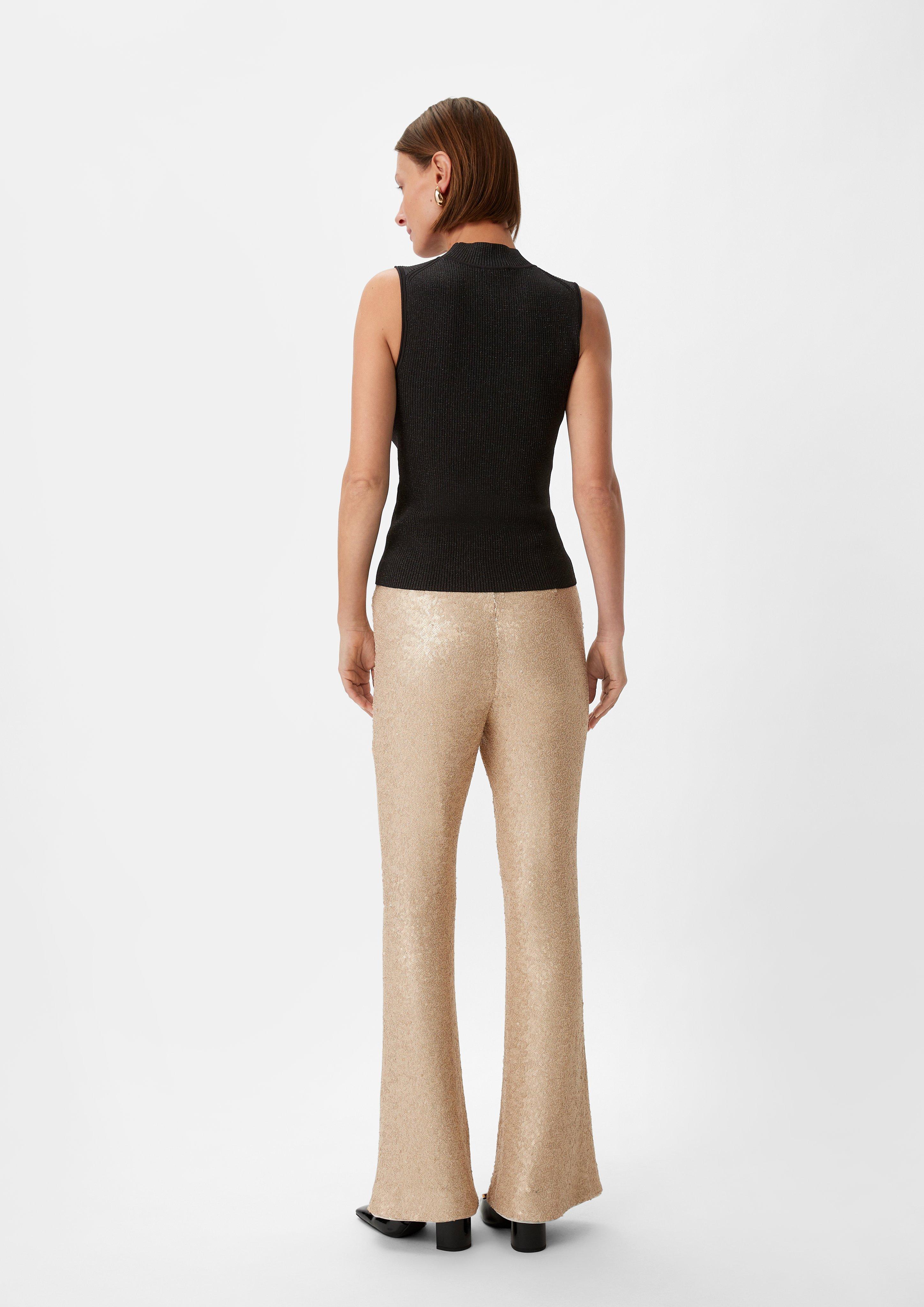 Rib knit top with sparkly thread - black | Comma Rib knit top with sparkly thread - black | Comma