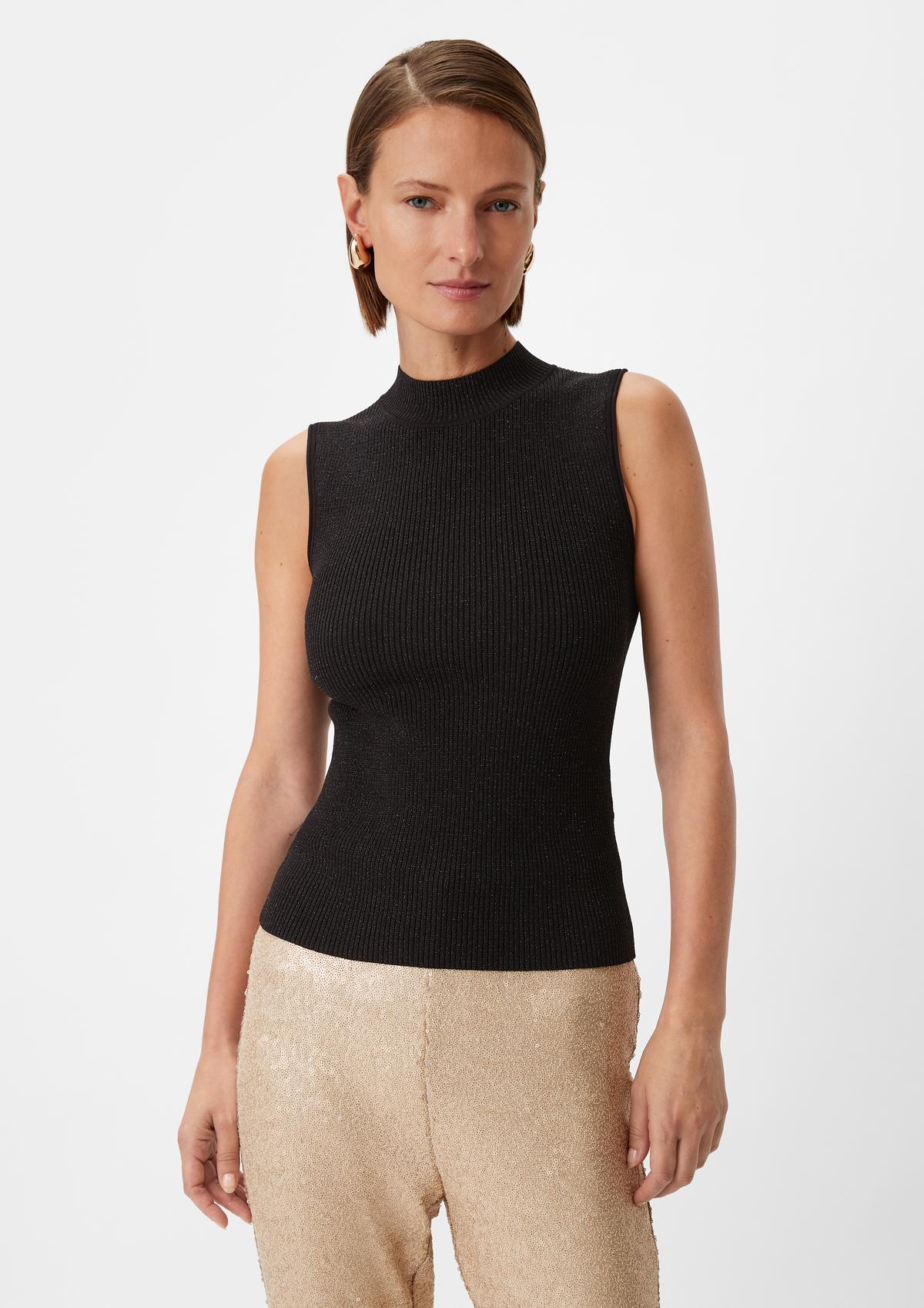 comma Rib knit top with sparkly thread