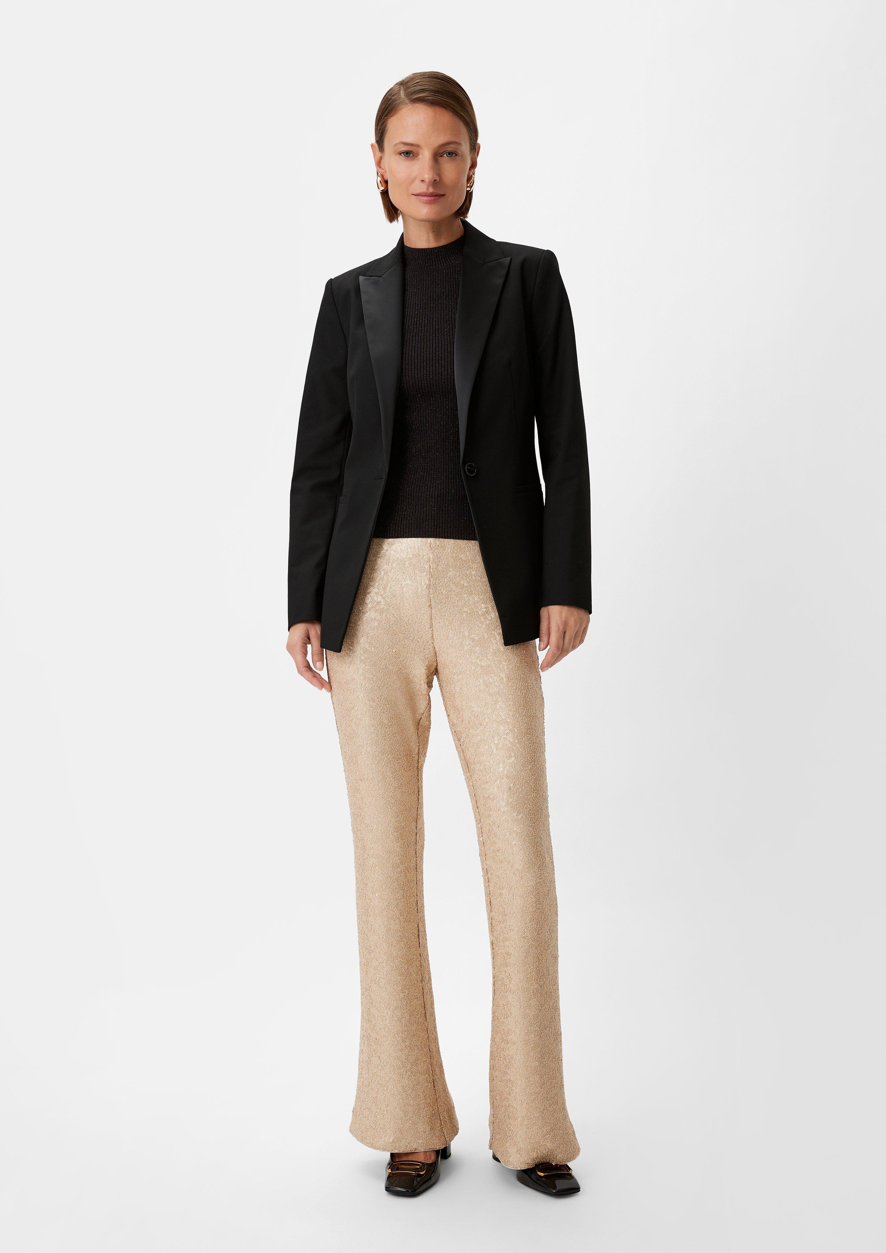 Rib knit top with sparkly thread - black | Comma Rib knit top with sparkly thread - black | Comma
