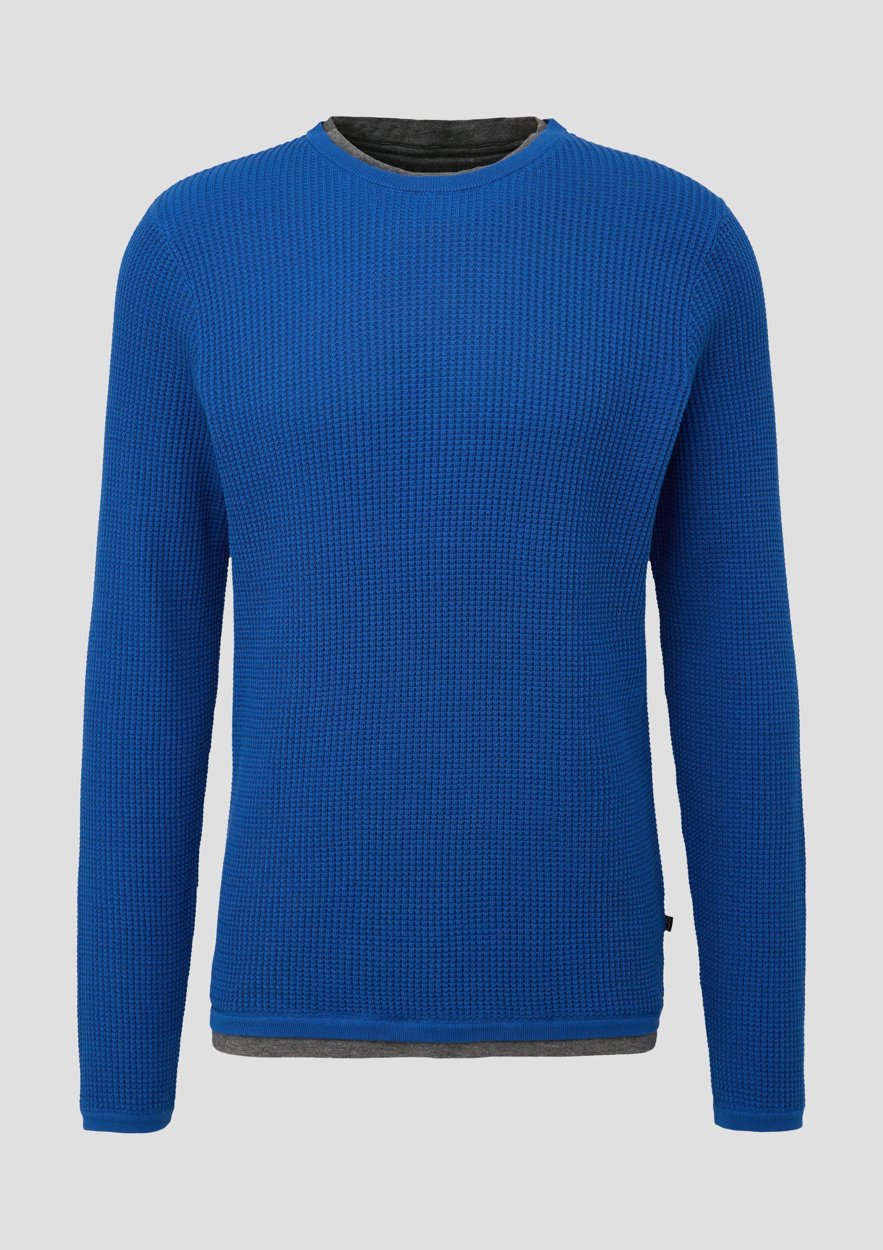 QS - Strickpullover in Layering-Optik, Herren, blau