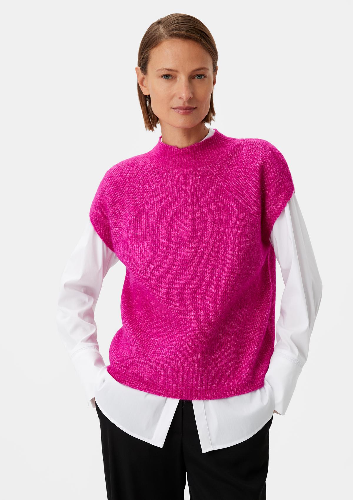 Sleeveless knitted jumper with alpaca wool - pink | Comma