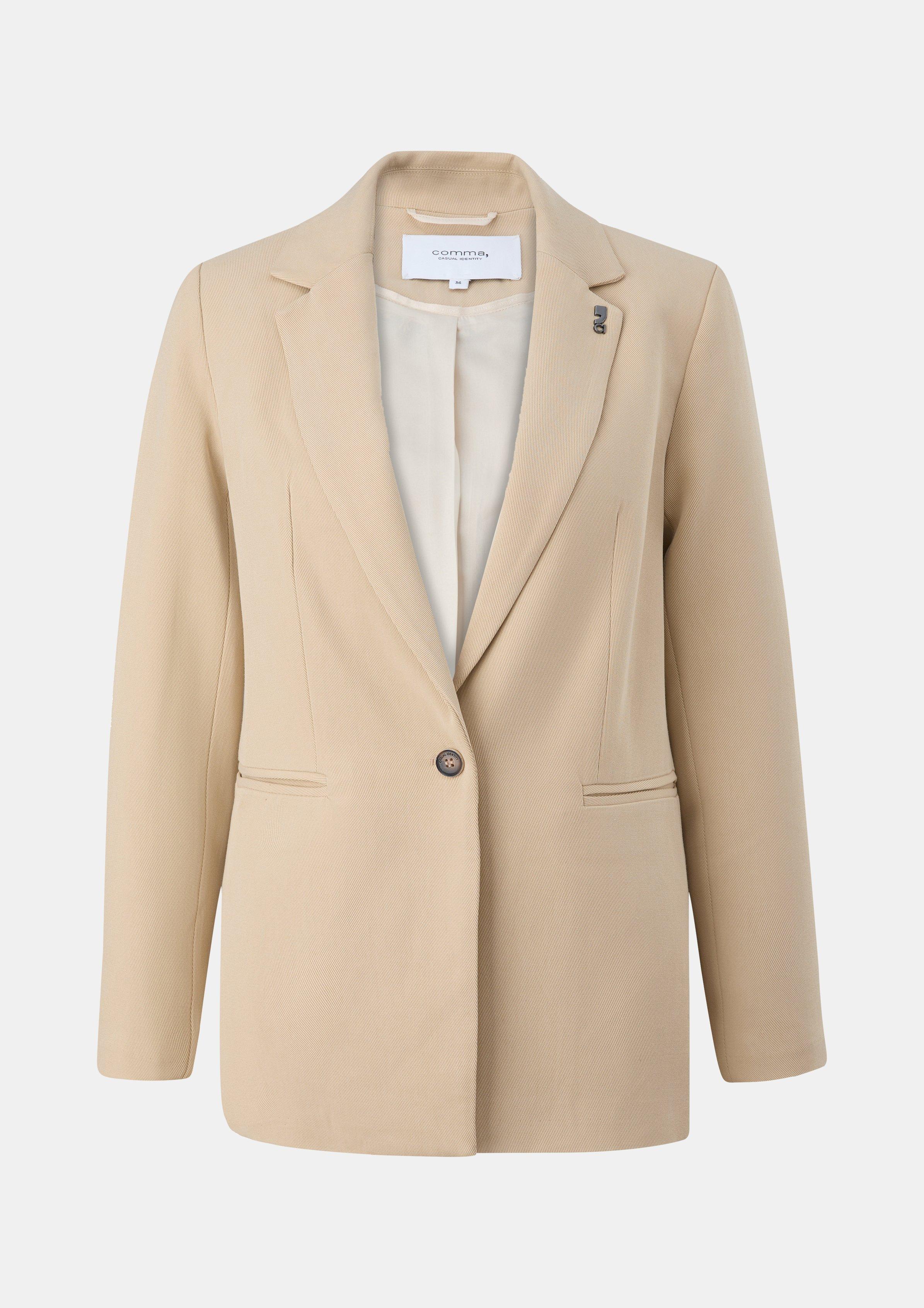Twill-Blazer mit Logo-Detail - beige | Comma