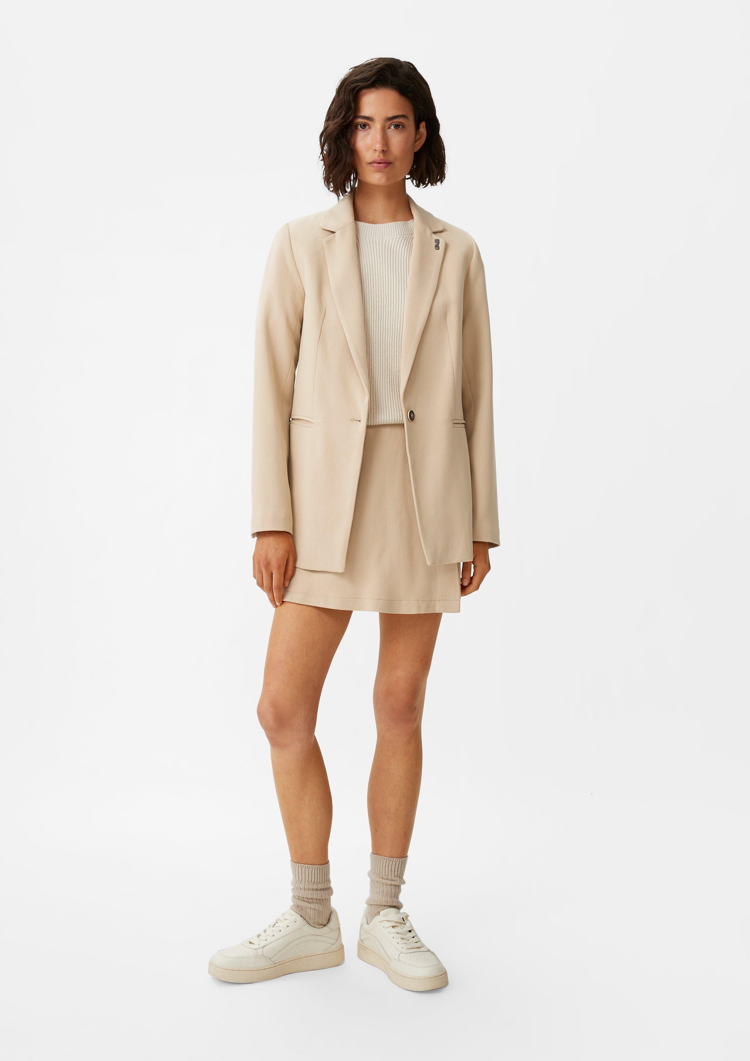 Twill-Blazer mit Logo-Detail - beige | Comma