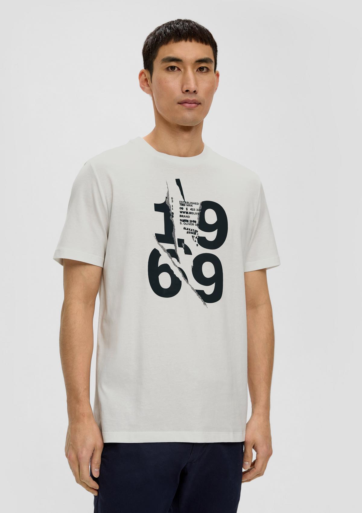 weiß Frontprint - T-Shirt mit