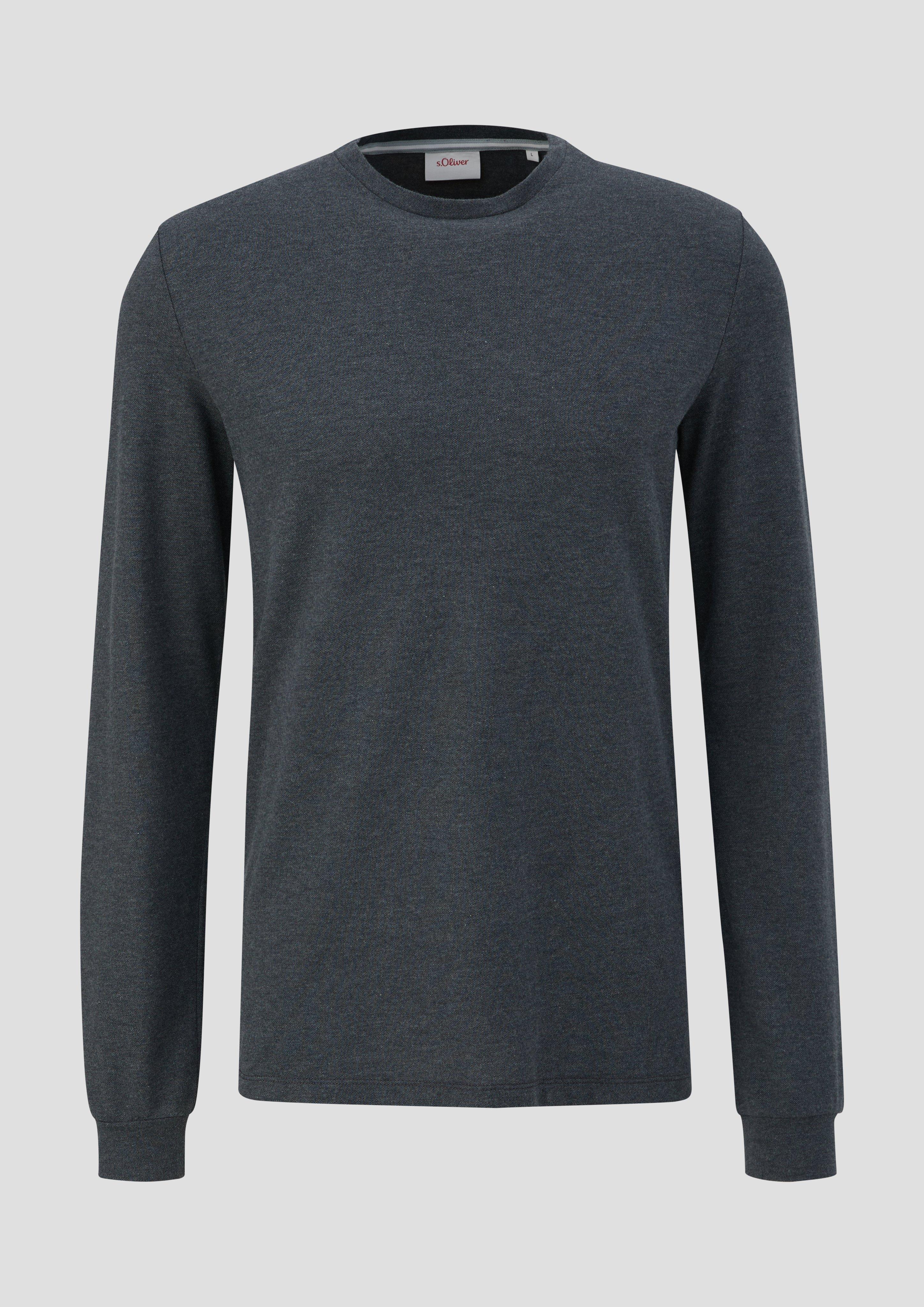 s.Oliver - Piqué-Longsleeve aus Modalmix, Herren, grau