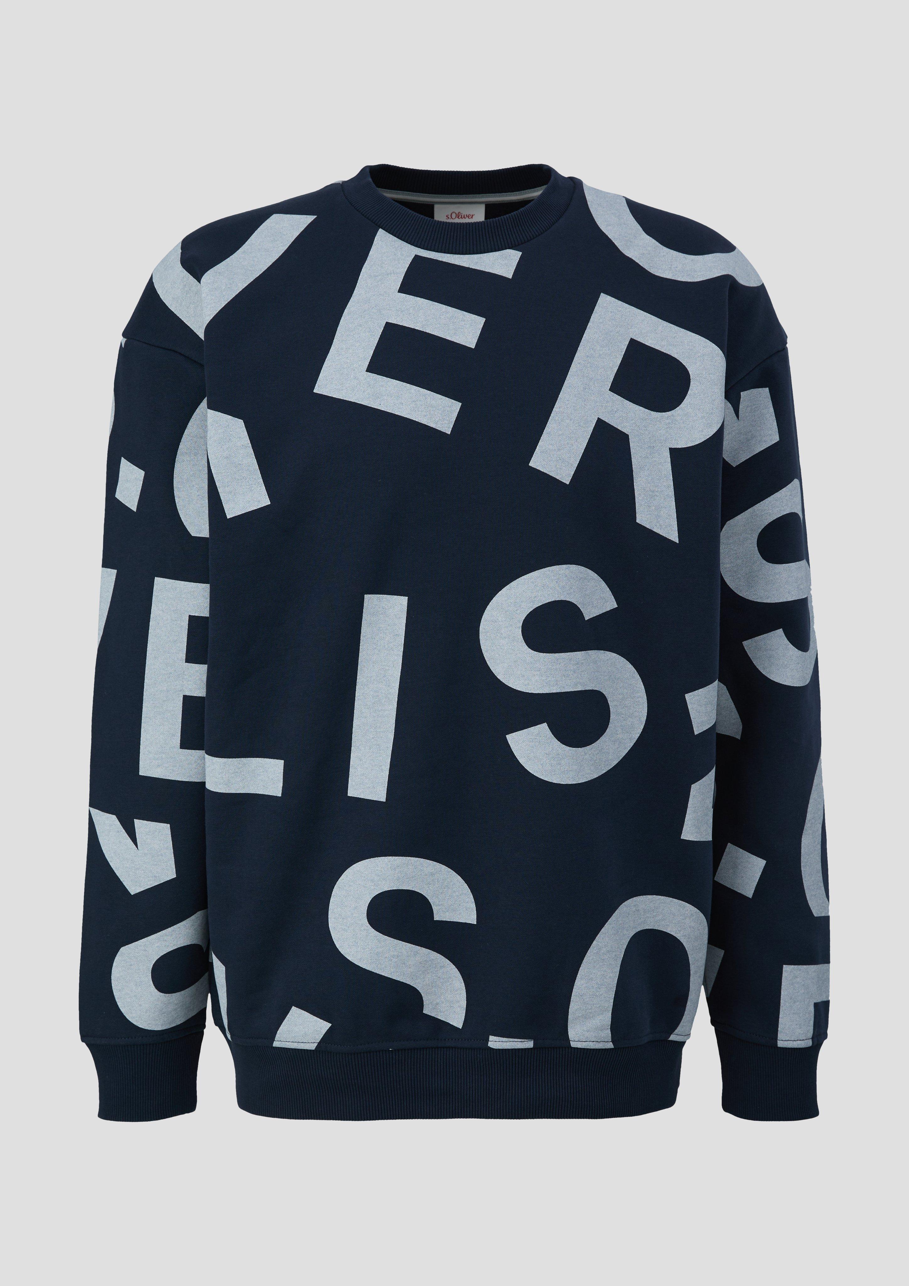 s.Oliver - Sweatshirt mit Allover-Print, Herren, blau