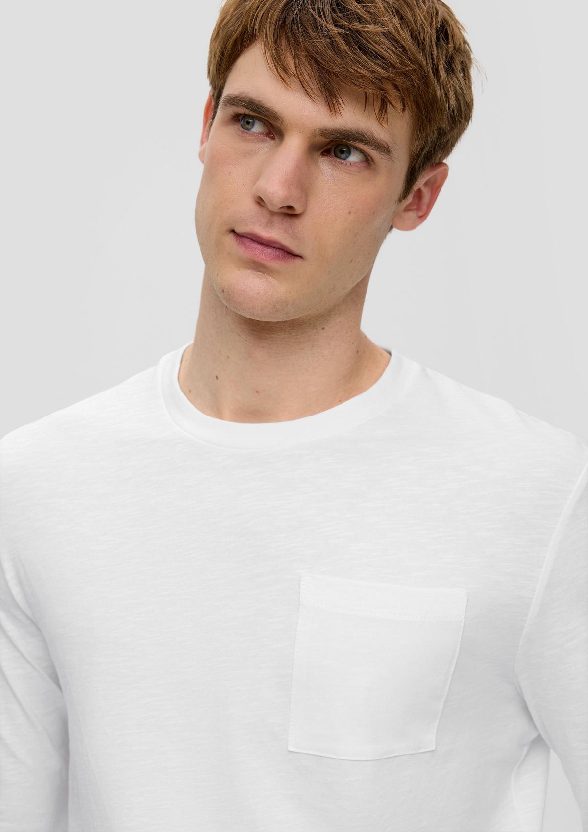 Long sleeve top with a slub yarn texture - white