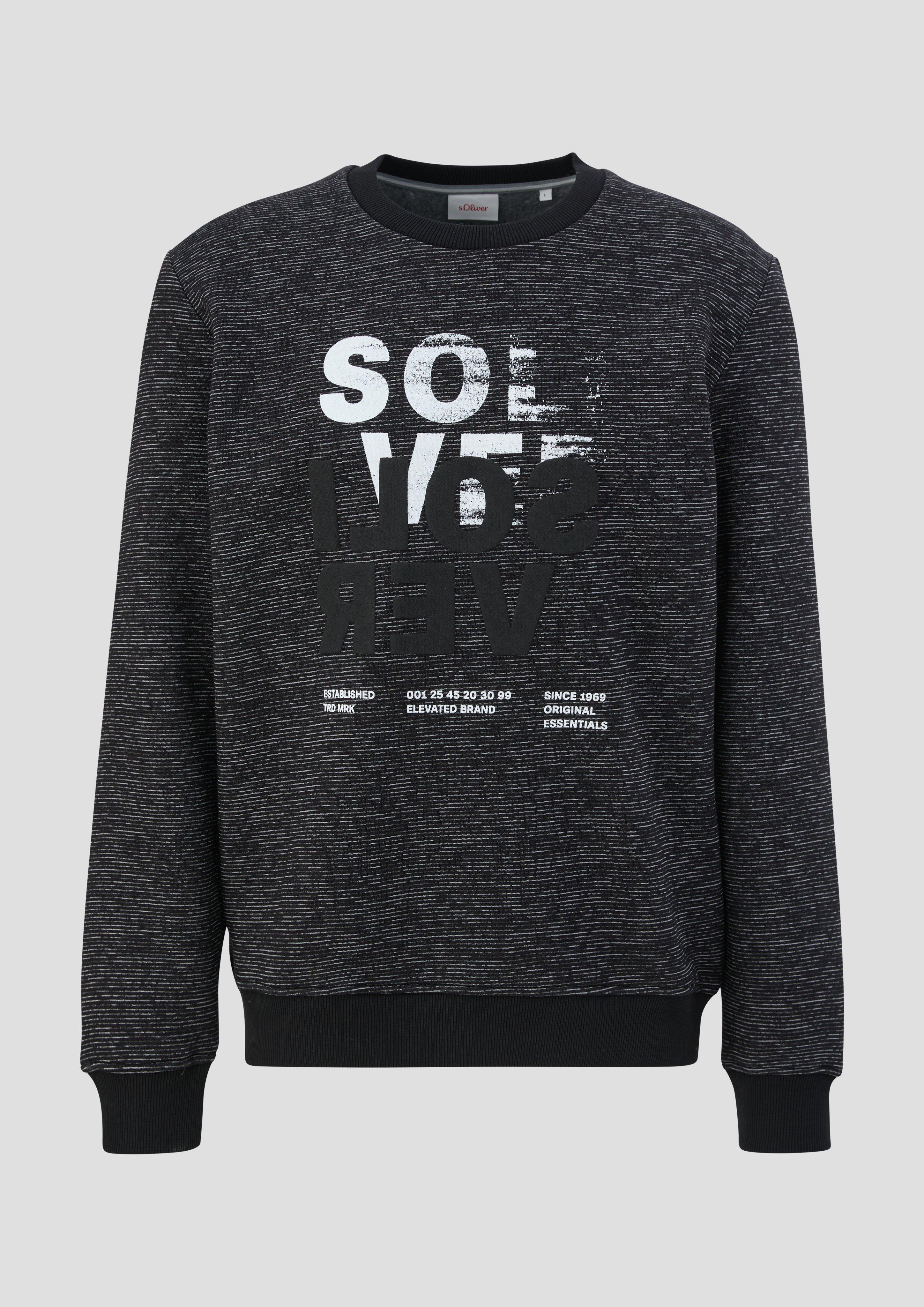 s.Oliver - Sweatshirt mit gummiertem Schriftprint, Herren, schwarz