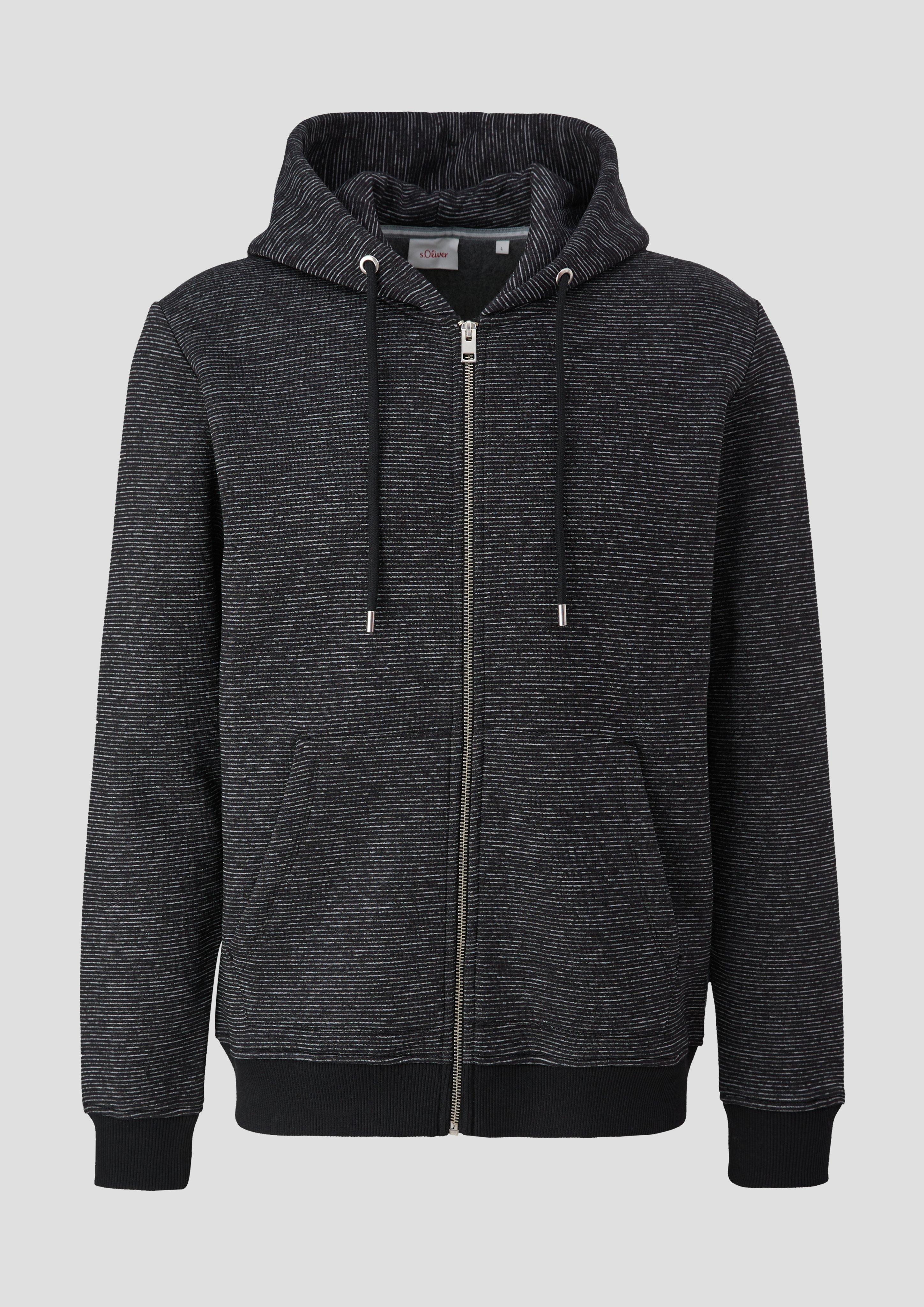 s.Oliver - Weiche Sweatjacke aus Baumwollmix, Herren, schwarz