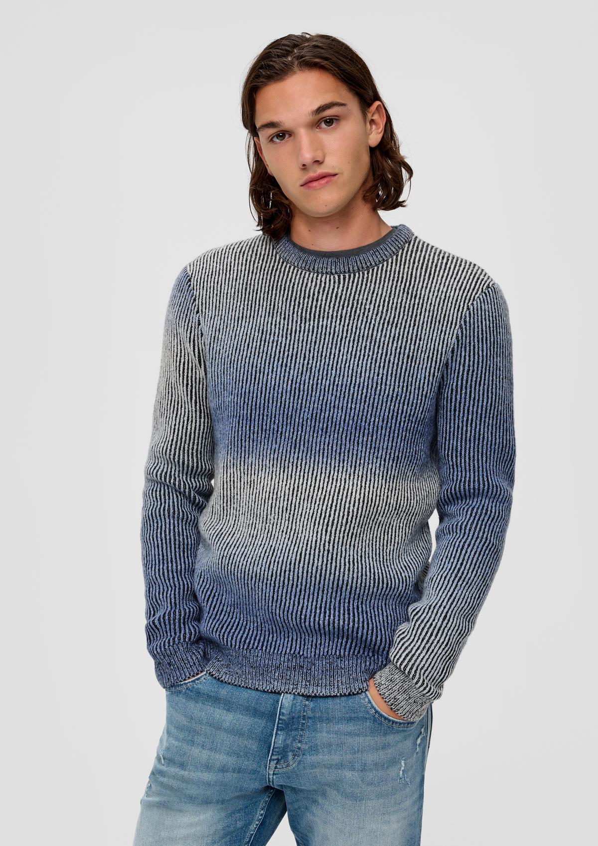 s.Oliver Pleten pulover z rebrasto okrasno obrobo