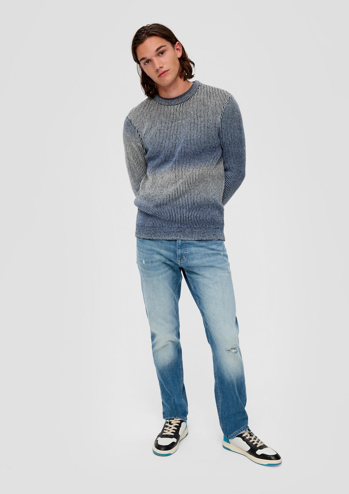 s.Oliver Pleten pulover z rebrasto okrasno obrobo