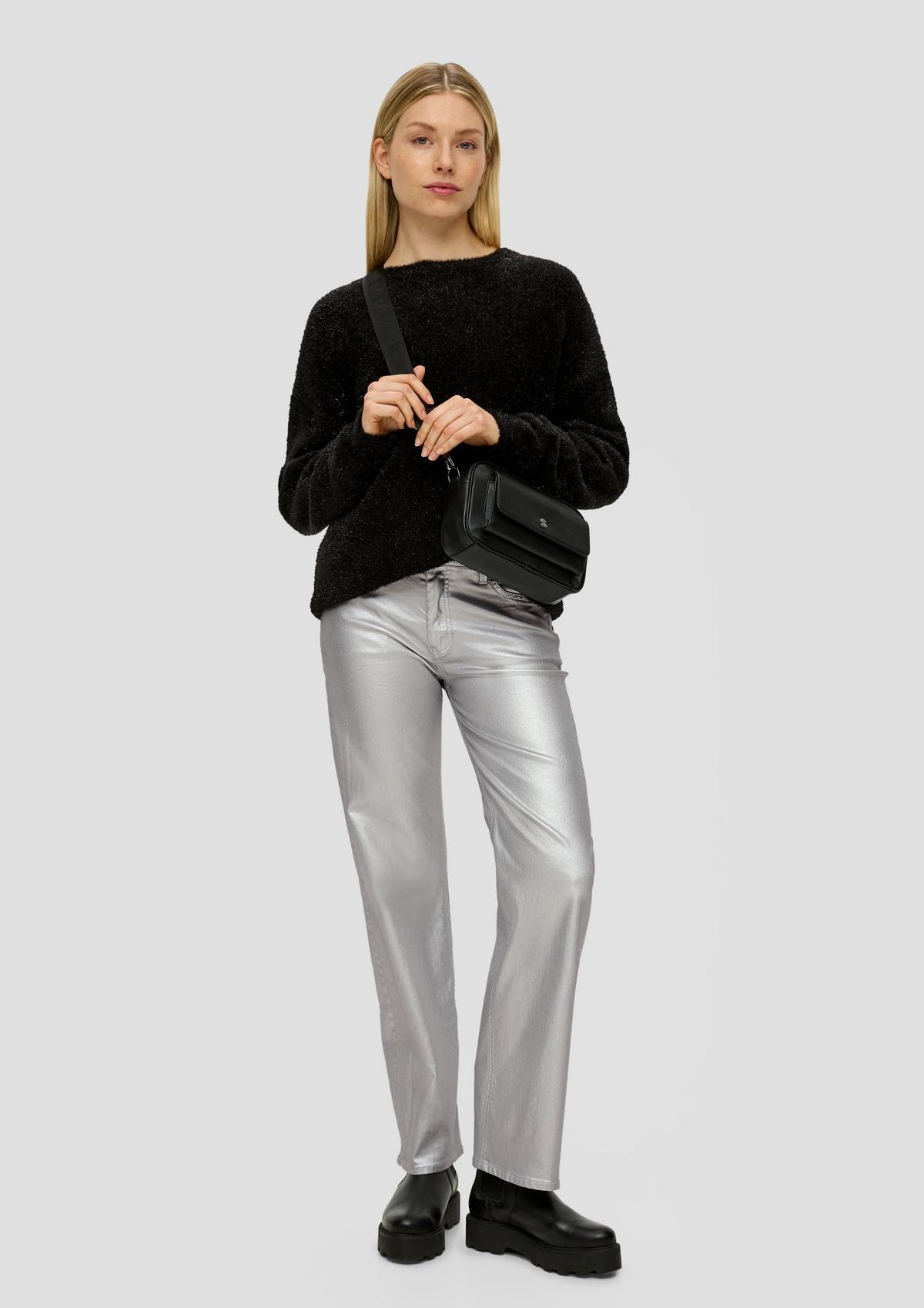 Jeans hlače Karolin/kroj Regular Fit/Mid Rise/ravne hlačnice/kovinski videz