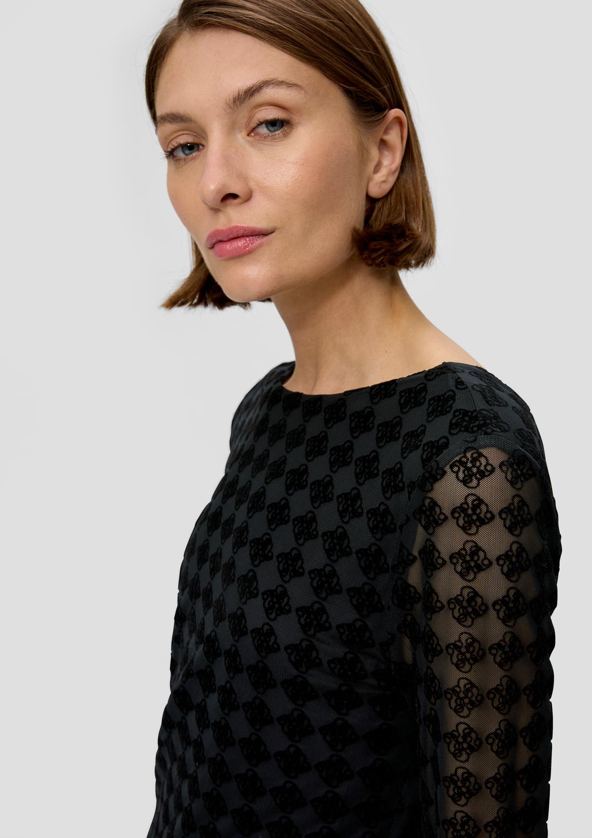 s.Oliver Mesh dress with an all-over flock print