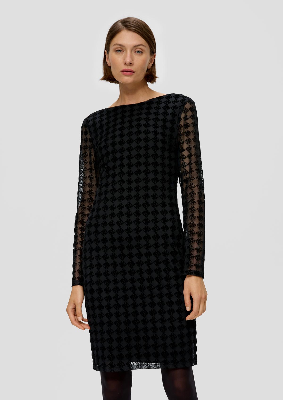 Mesh dress with an all-over flock print - black | s.Oliver
