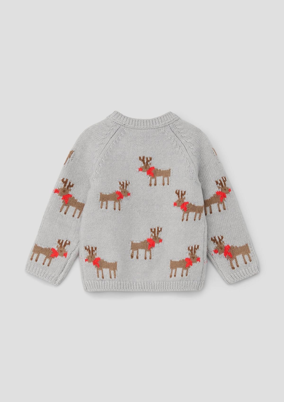 s.Oliver Pleten pulover z vzorcem severnega jelena