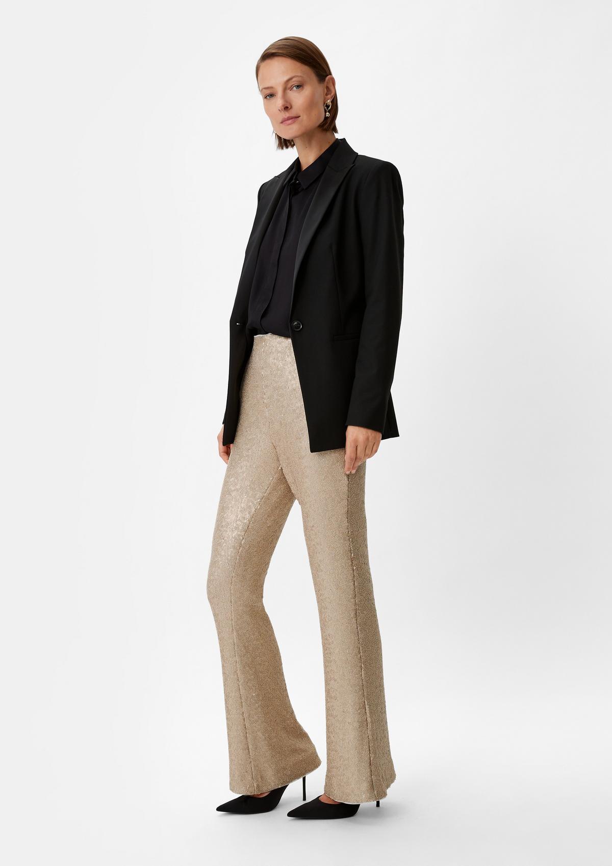 comma Slim fit: mesh trousers with sequins