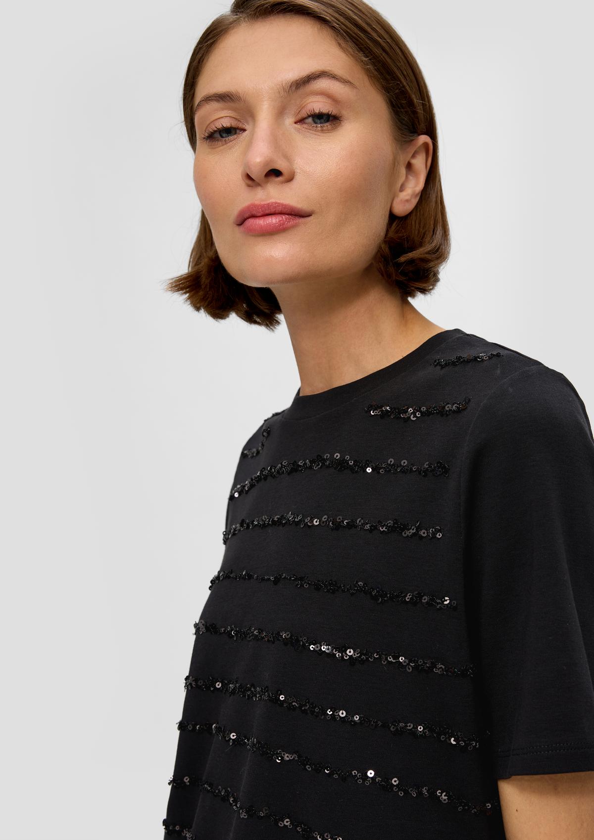 s.Oliver Cotton T-shirt with sequins