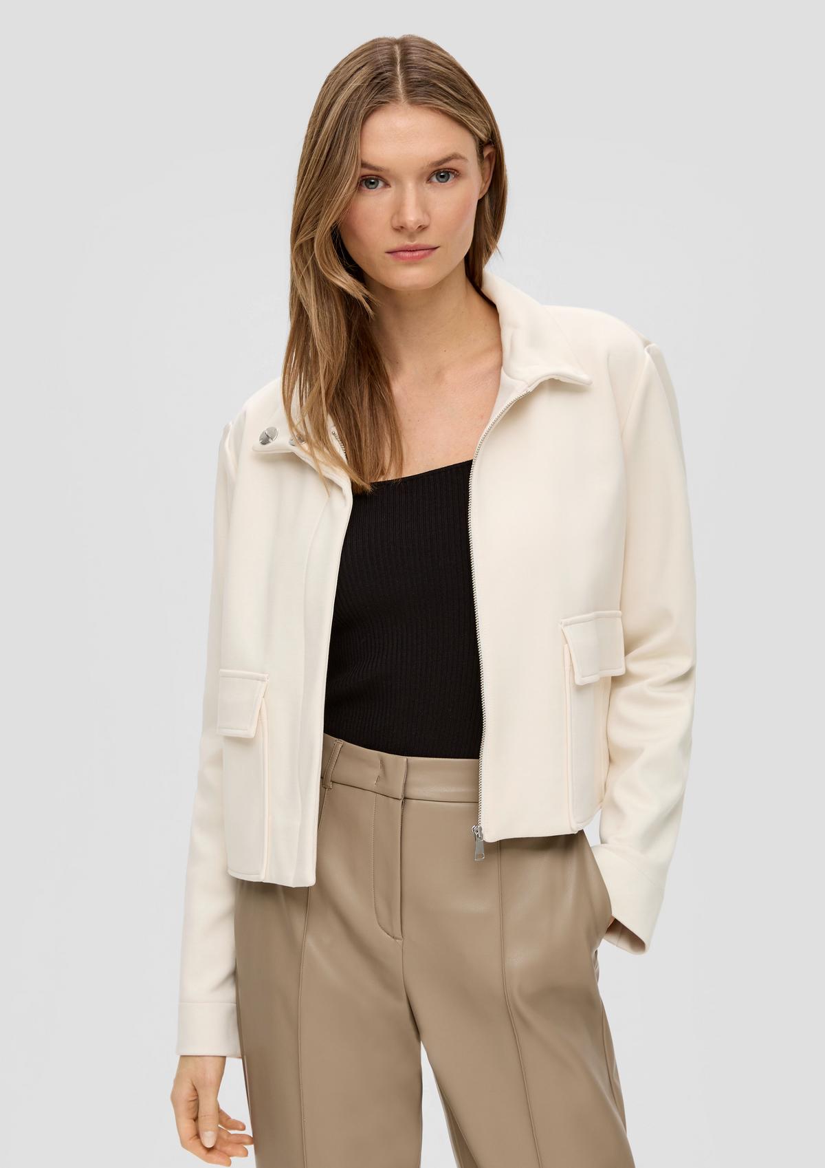 Jersey jacket with a stand-up collar