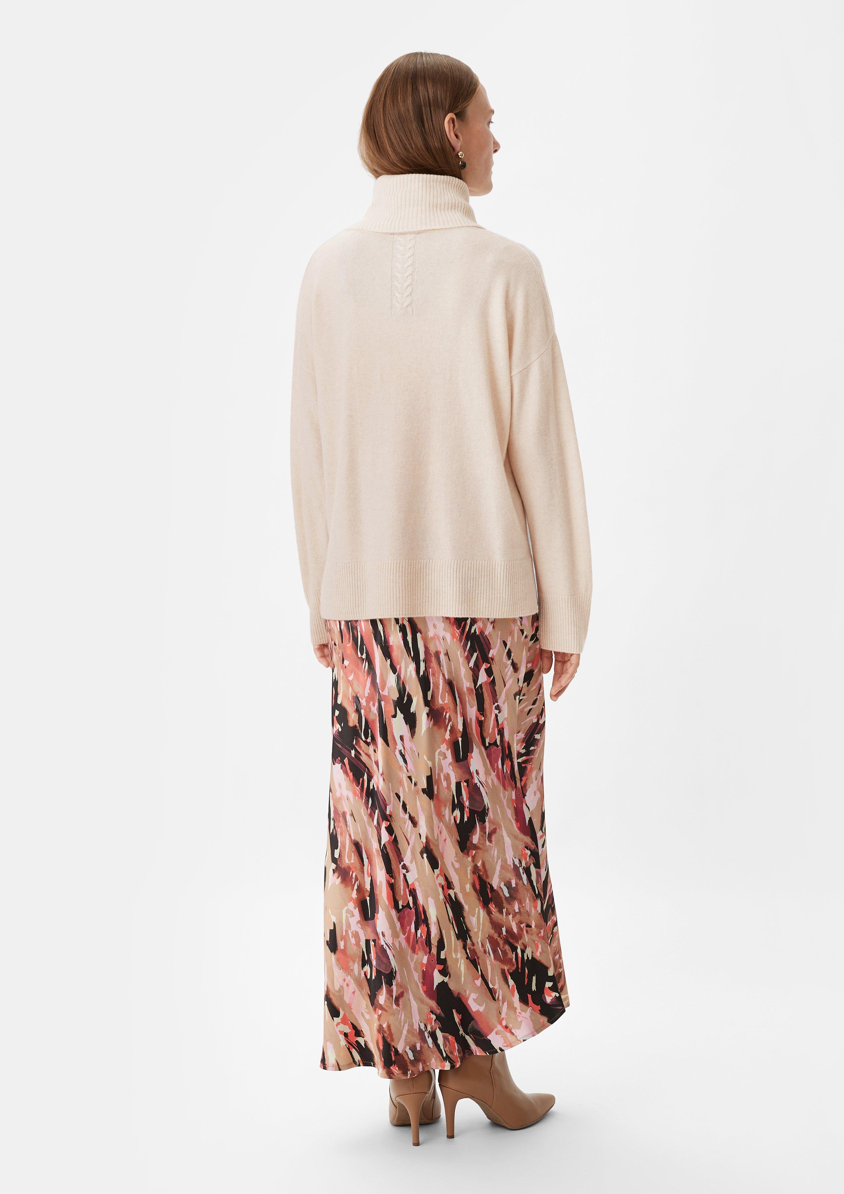 Long satin skirt in blended viscose - light brown | Comma