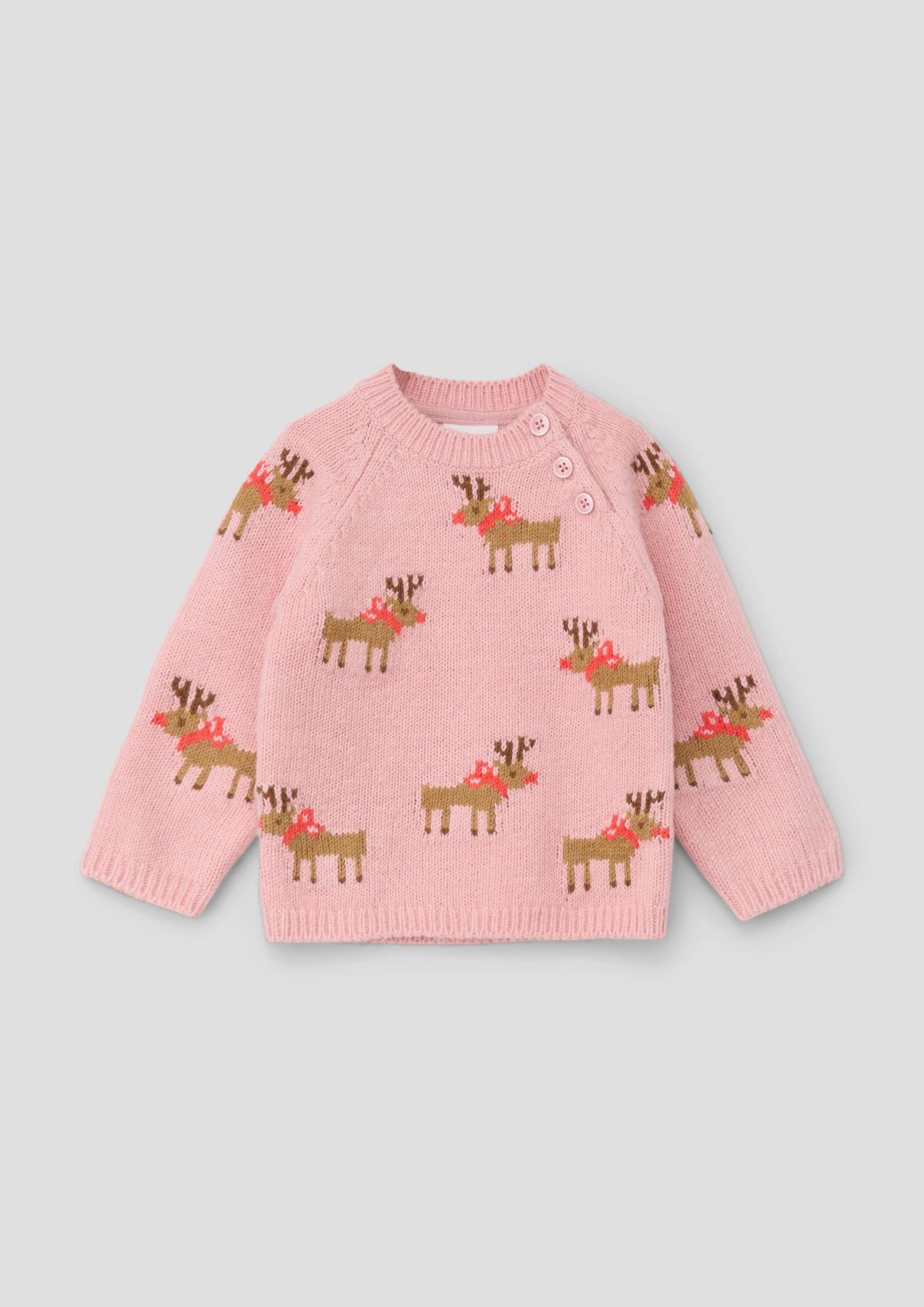 s.Oliver Pleten pulover z vzorcem severnega jelena