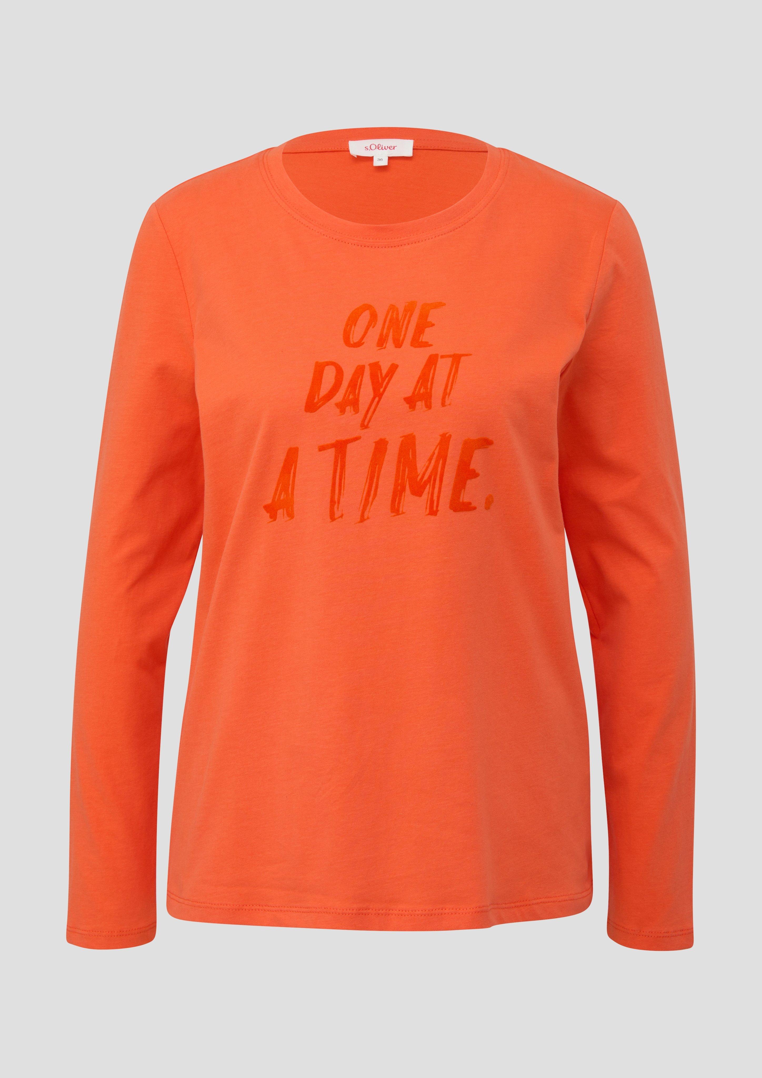 s.Oliver - Longsleeve mit Effektprint, Damen, Orange