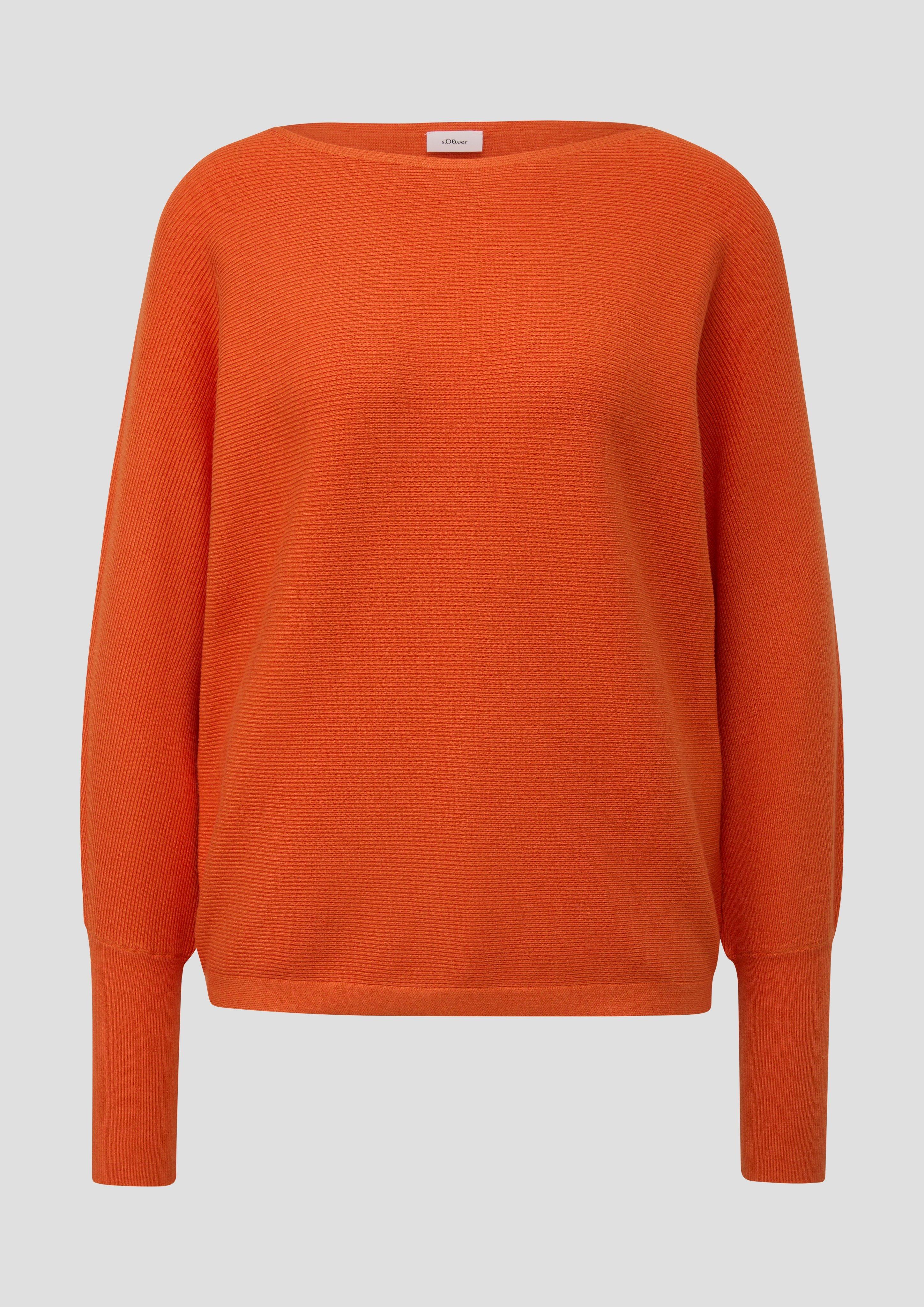 s.Oliver - Strickpullover mit Musterstruktur, Damen, gelb|orange