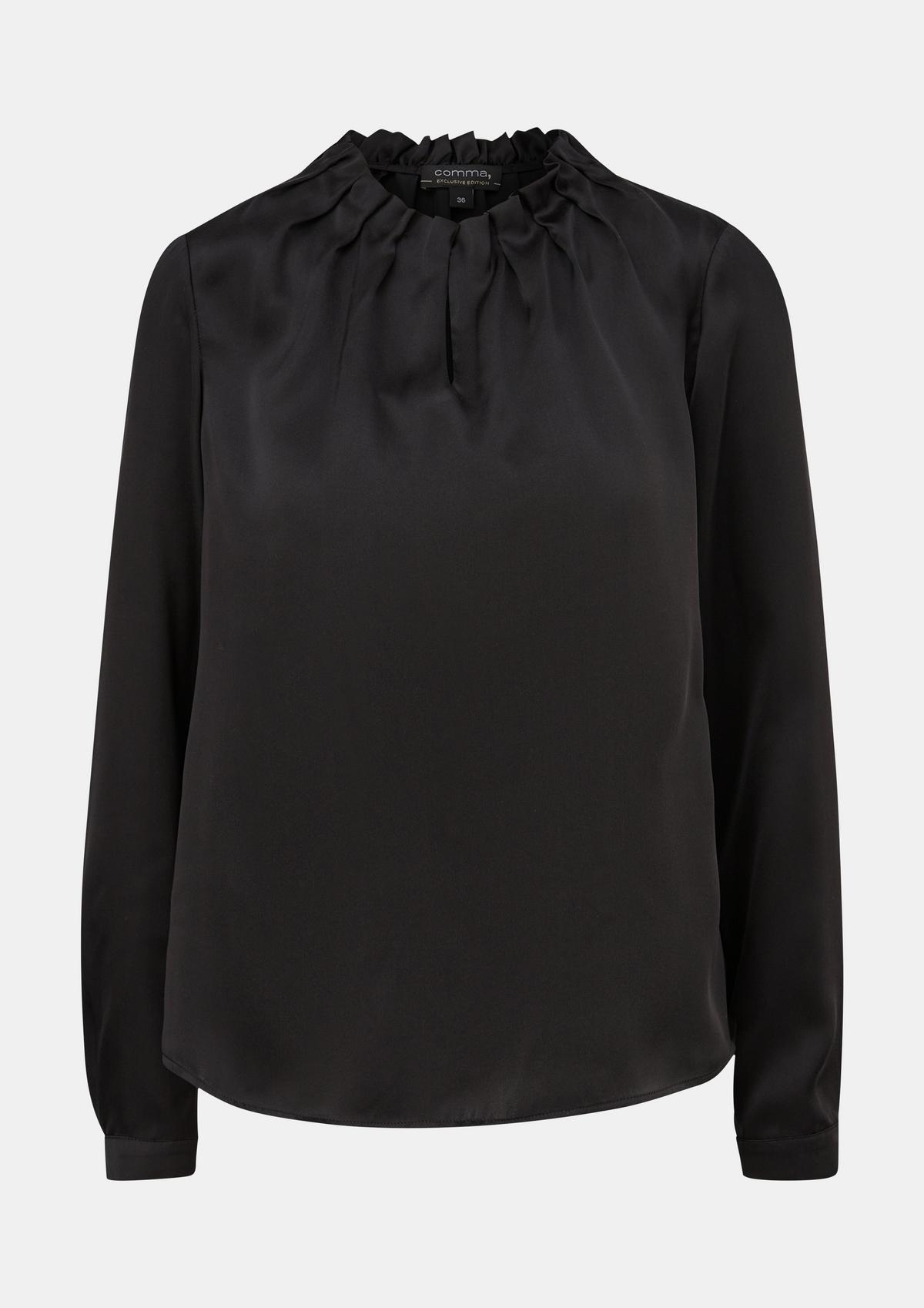 Satin blouse made of pure silk - black | Comma