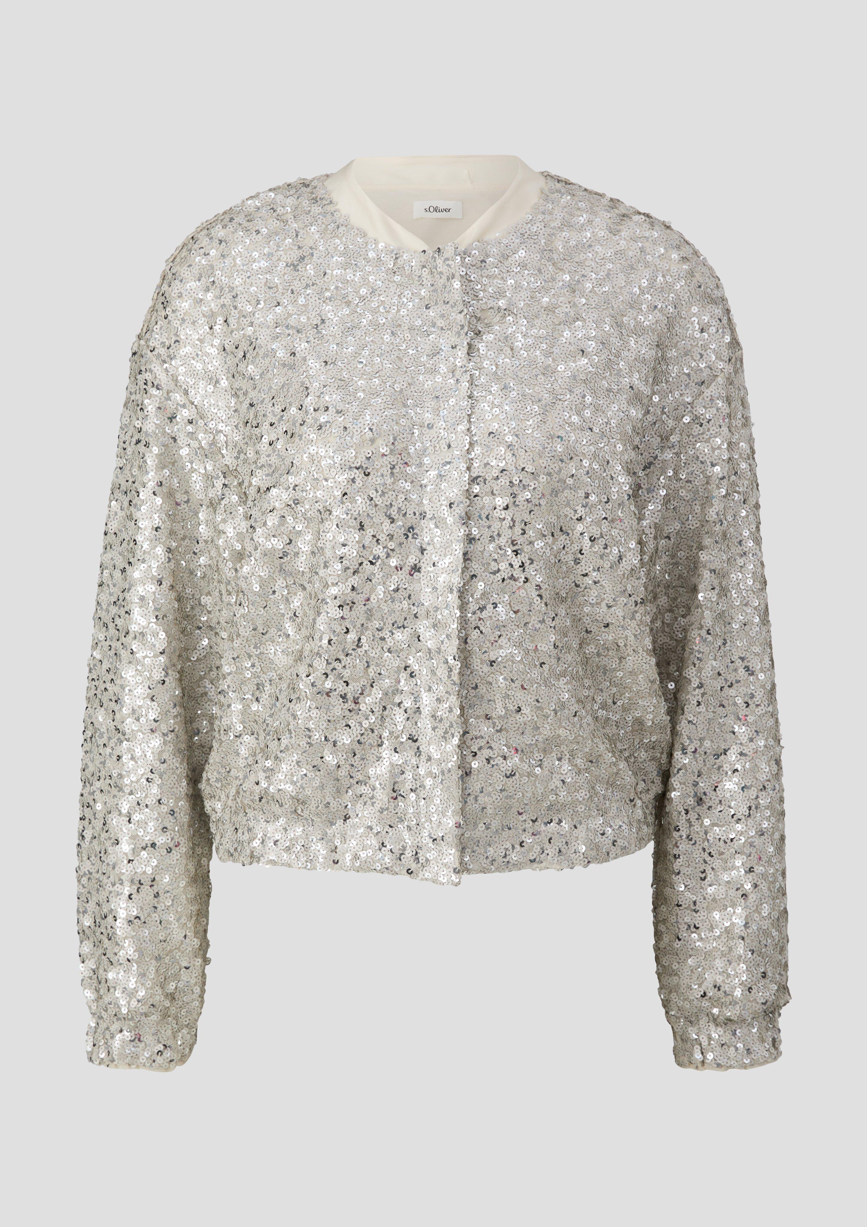 s.Oliver - Blouson mit Pailletten, Damen, creme|silber
