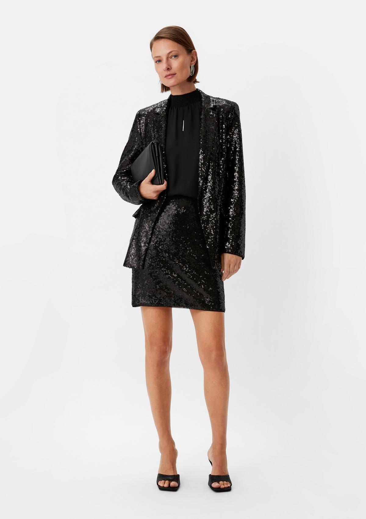 comma Short mesh skirt with sequins