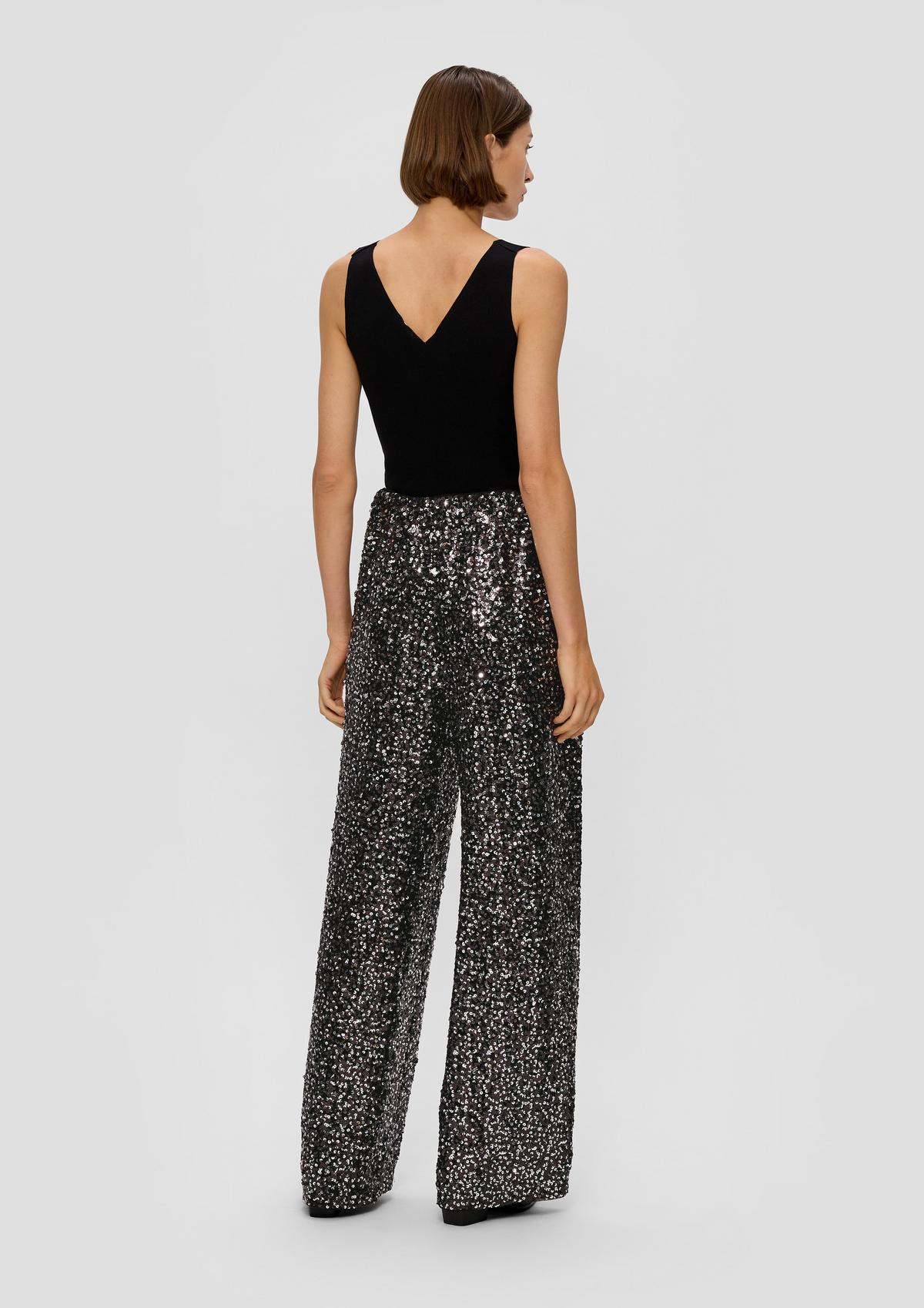 s.Oliver Regular fit: Mesh trousers with a sequinned trim