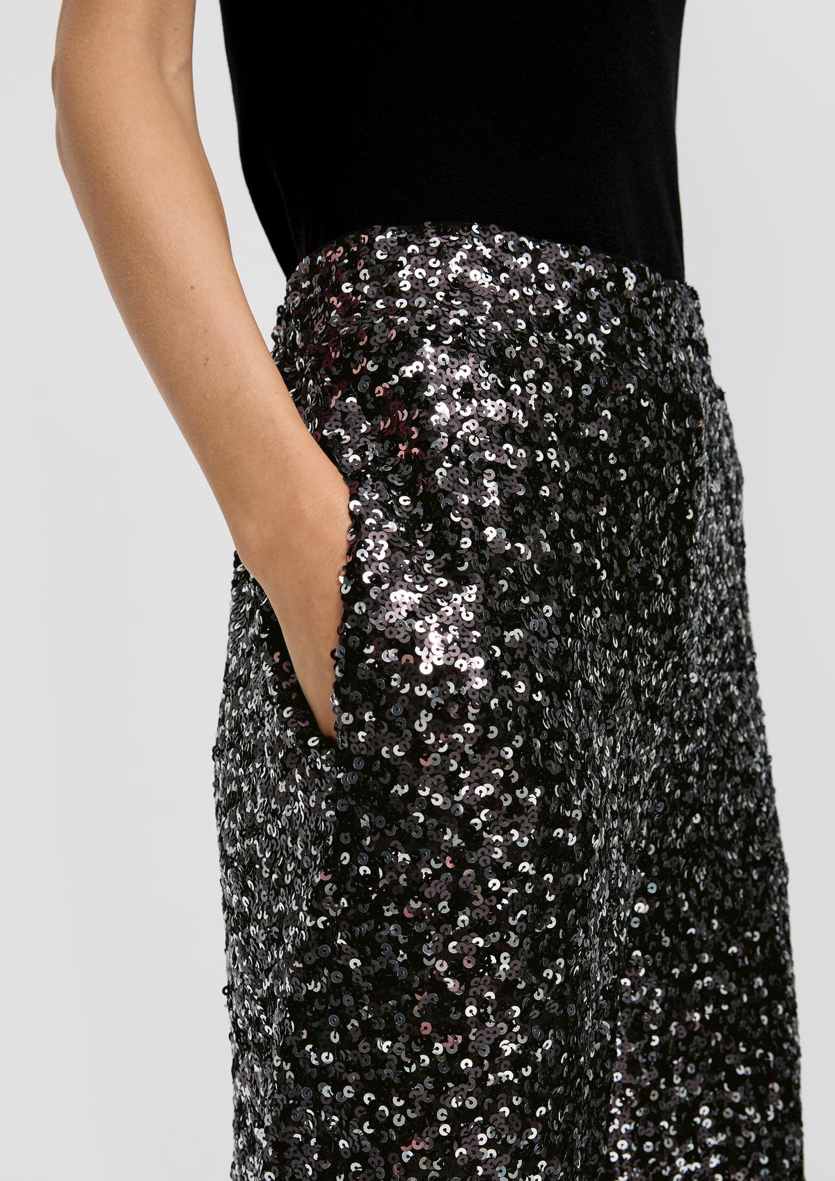 s.Oliver Regular fit: Mesh trousers with a sequinned trim