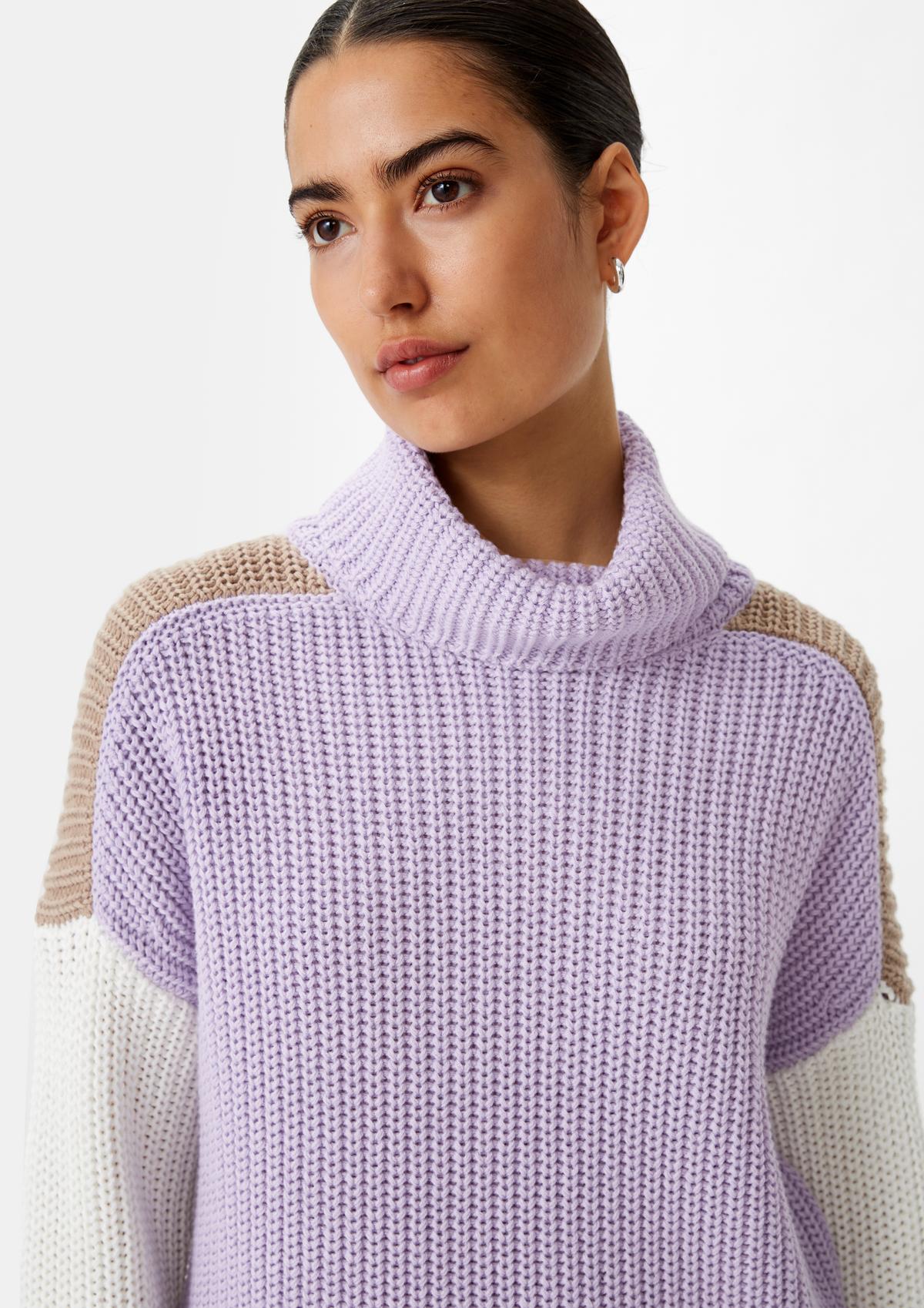 comma Rippstrickpullover mit Label-Patch