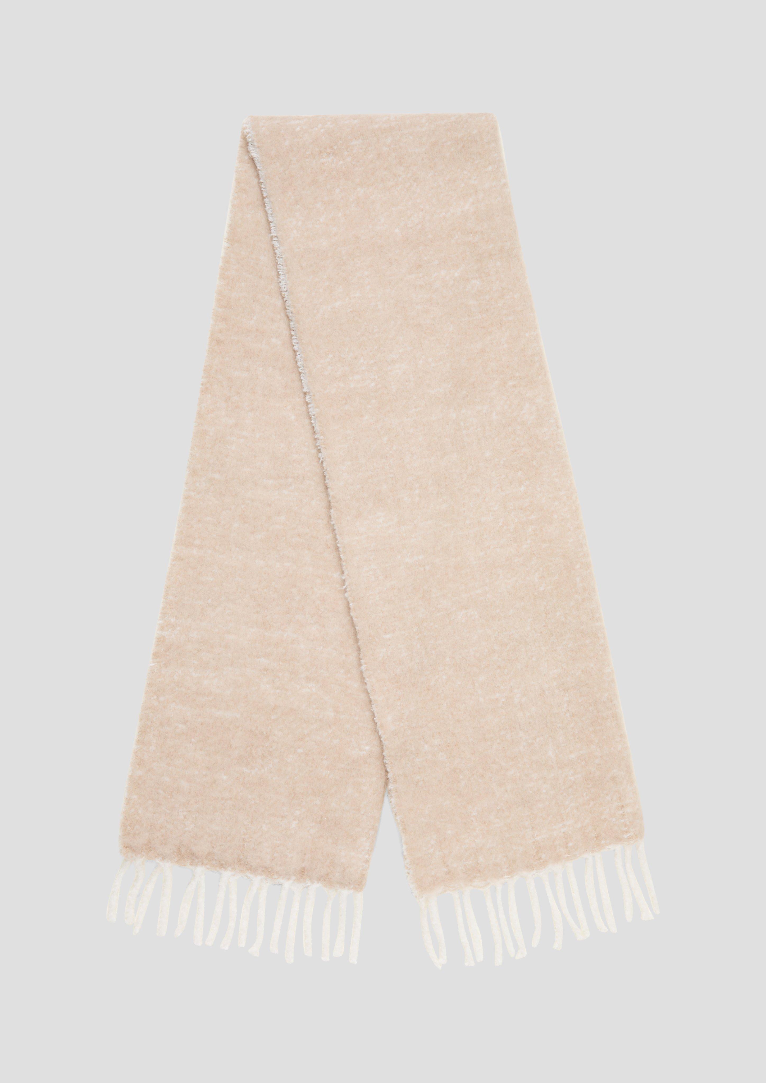 Fluffy scarf with fringing light beige s.Oliver